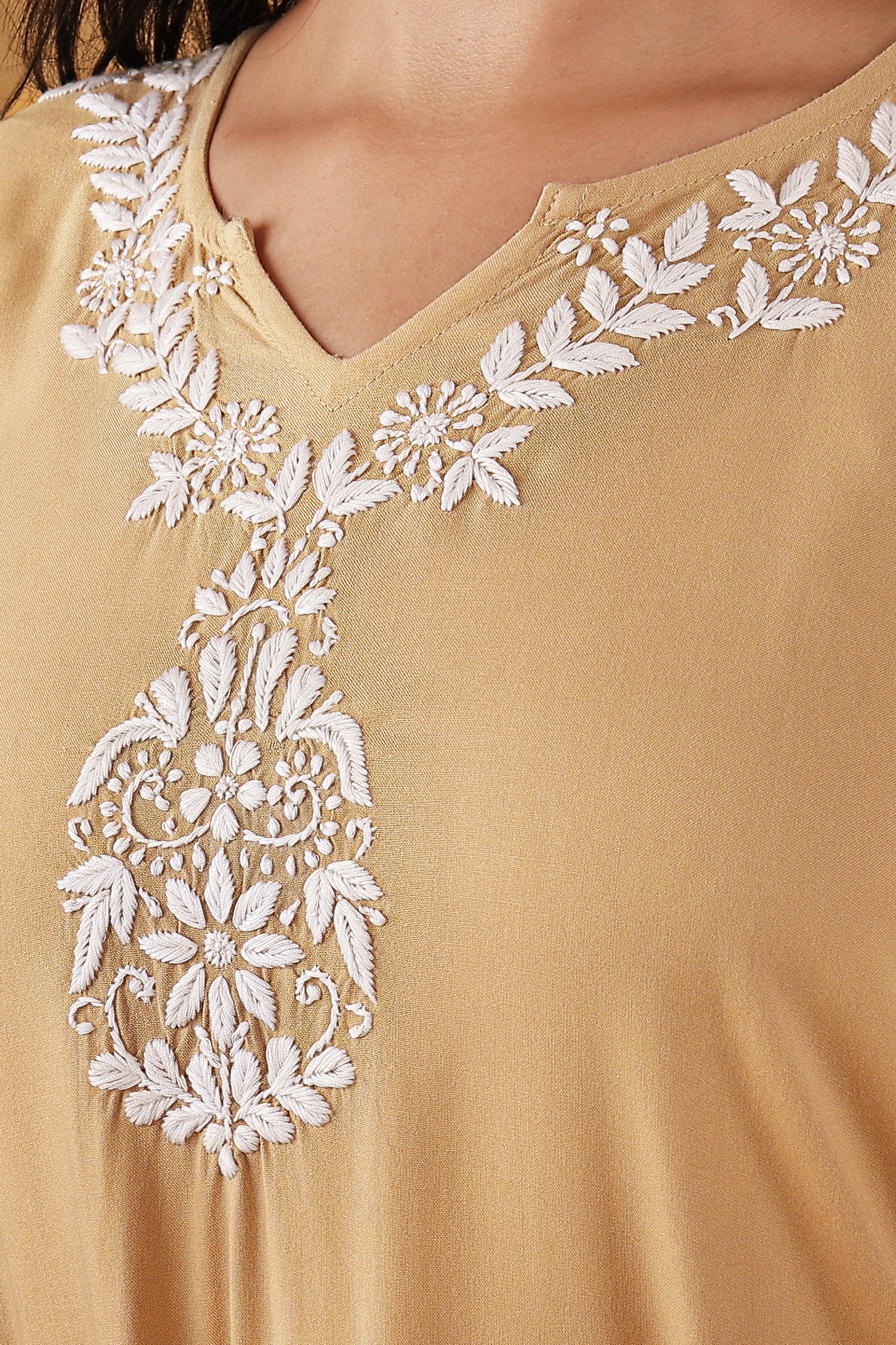 Rayon Biege &  White Kurta