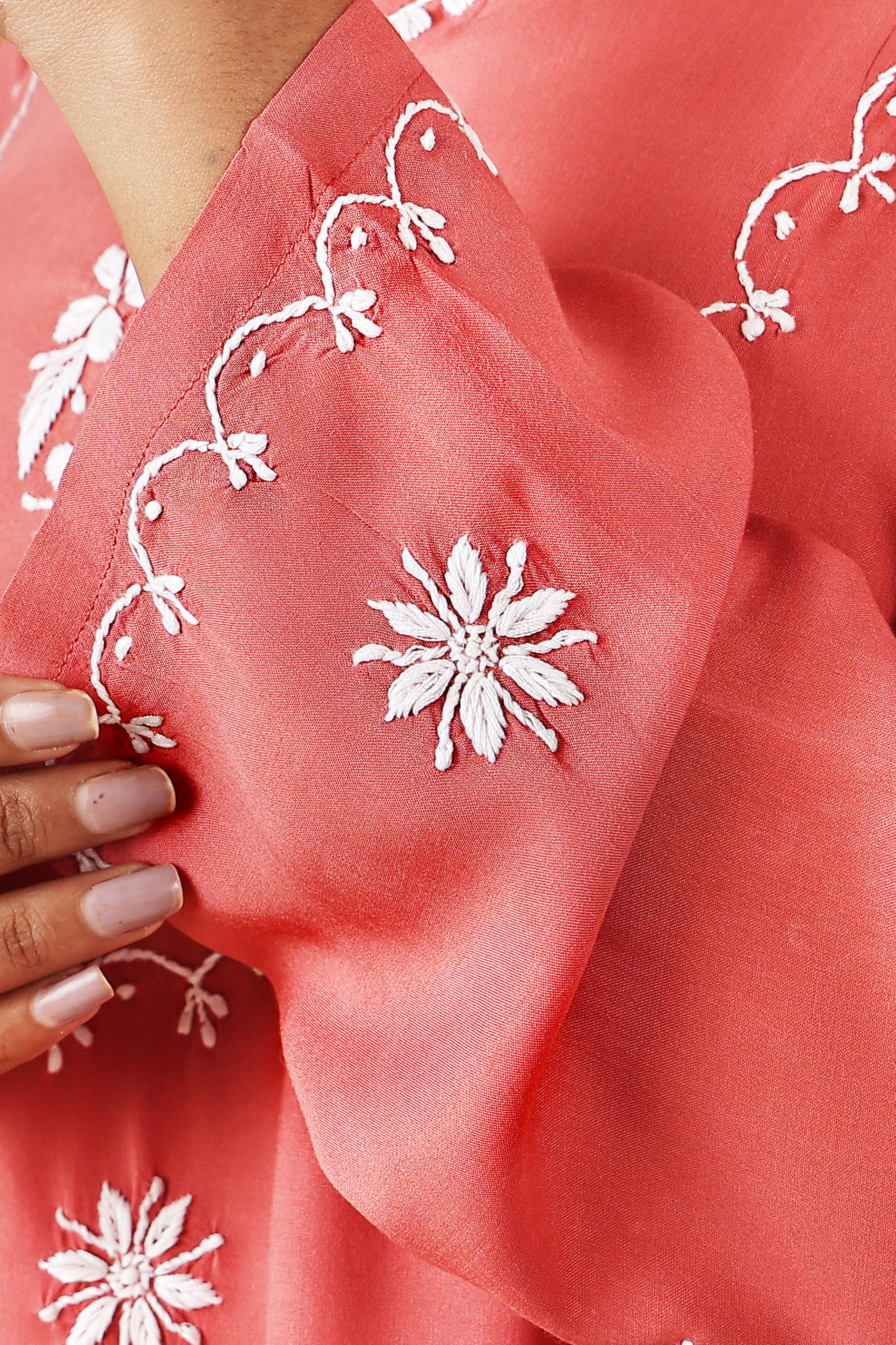 Coral Pink Chikankari Kurta