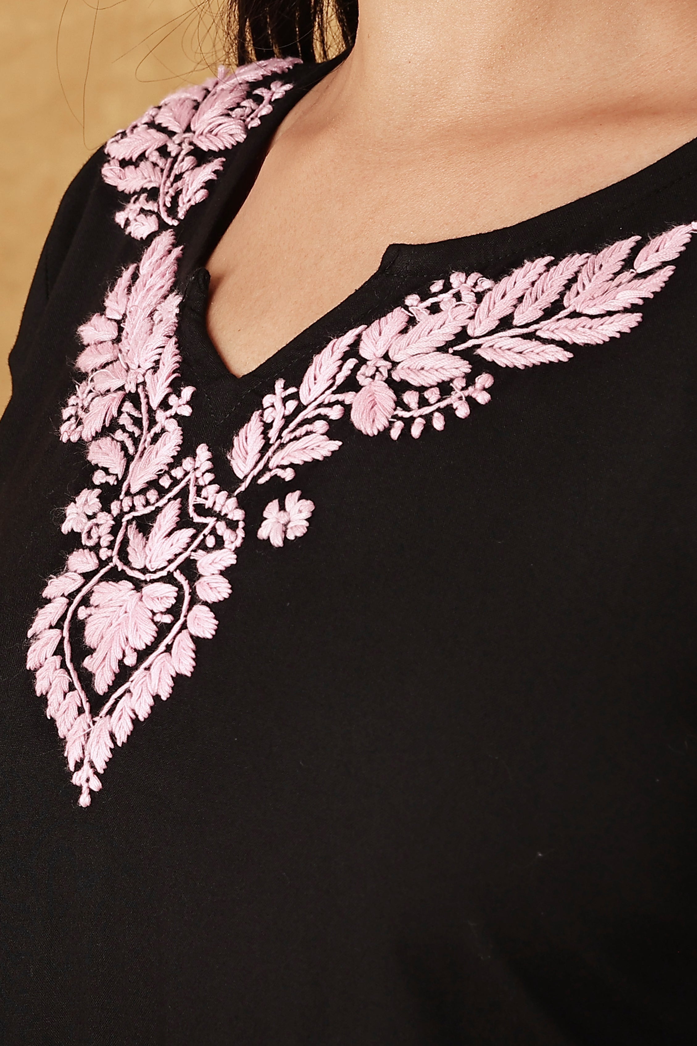 Rayon Black & Pink Kurta