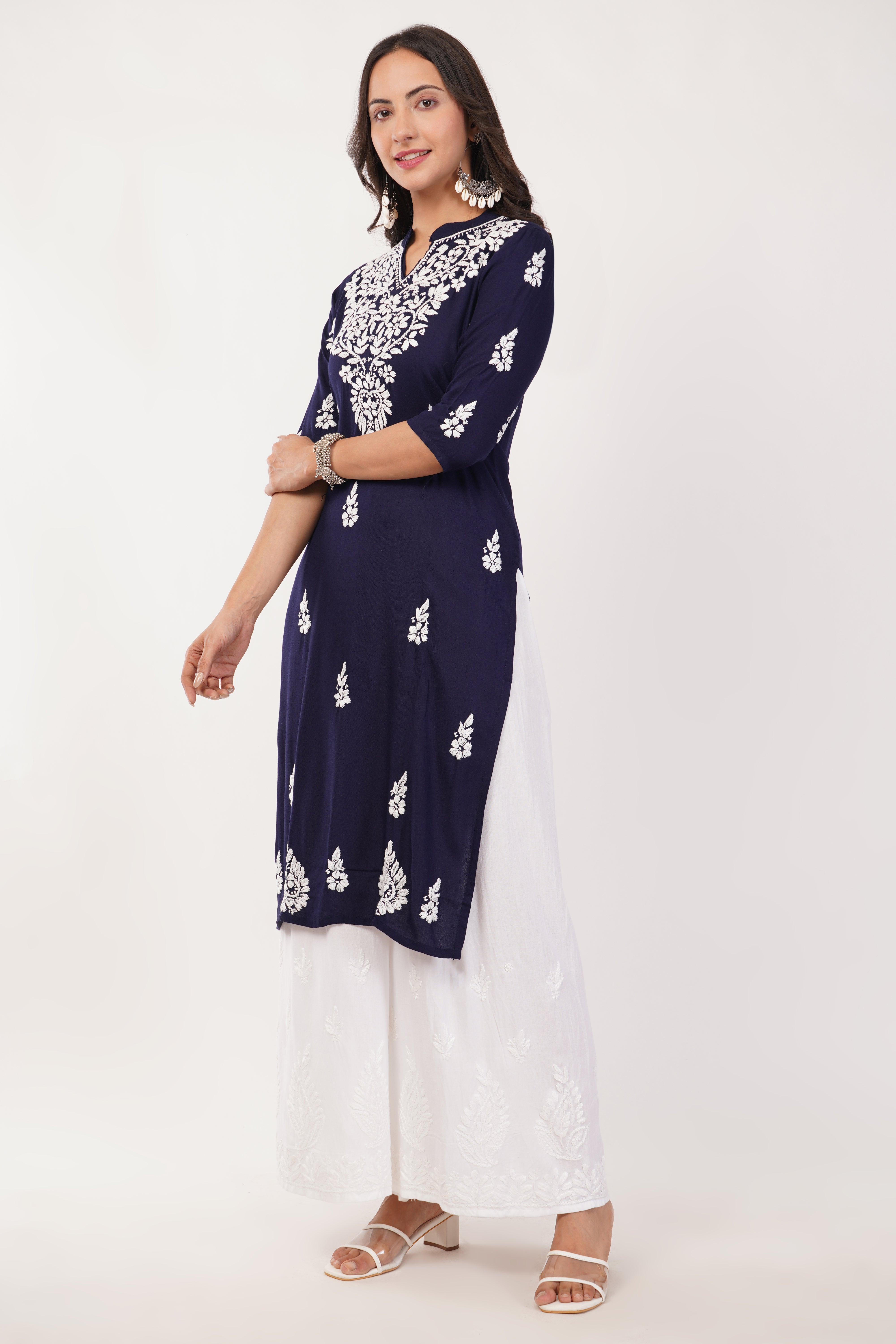 Navy Grace Rayon Kurti