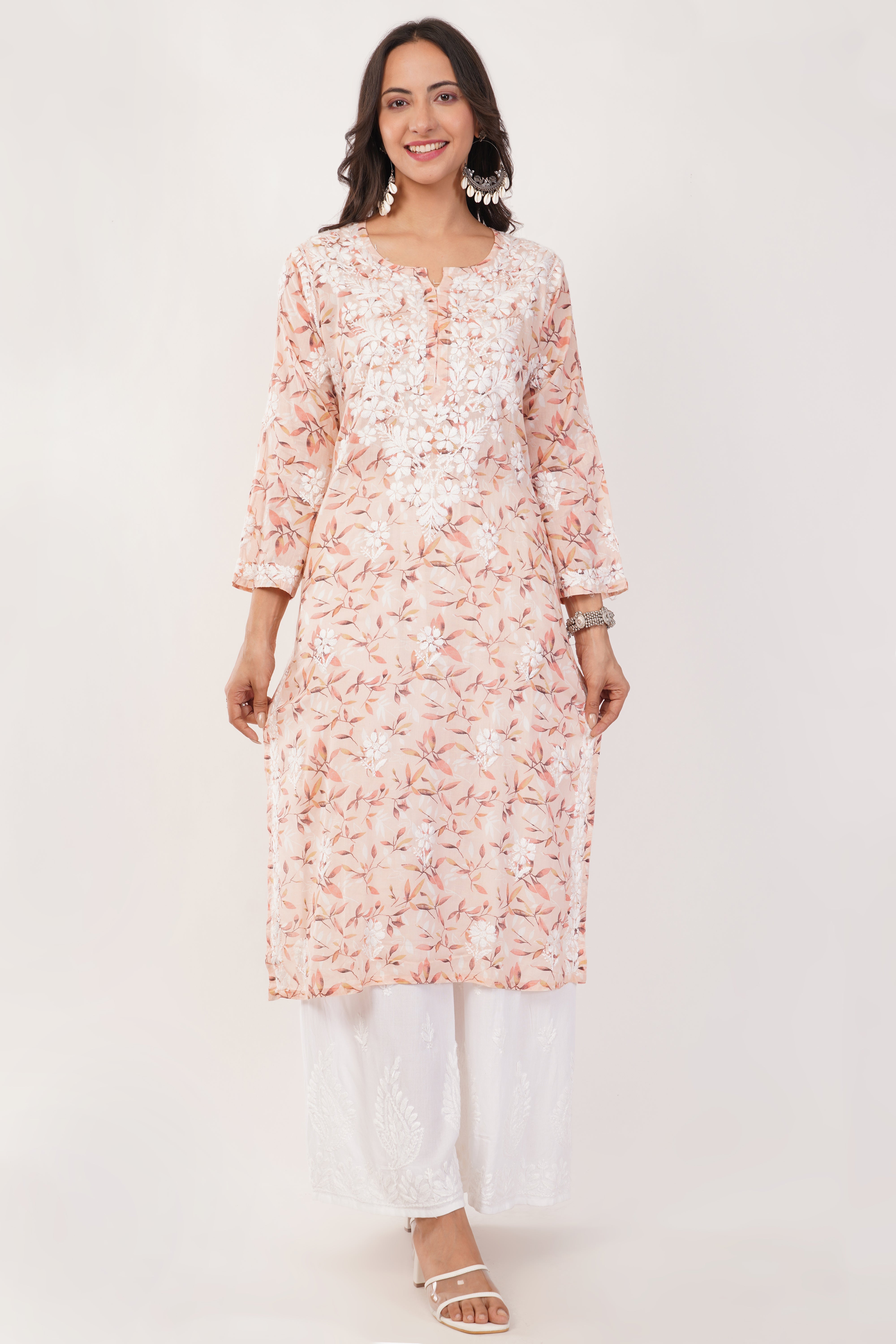 Peach Blossom Mul Kurta