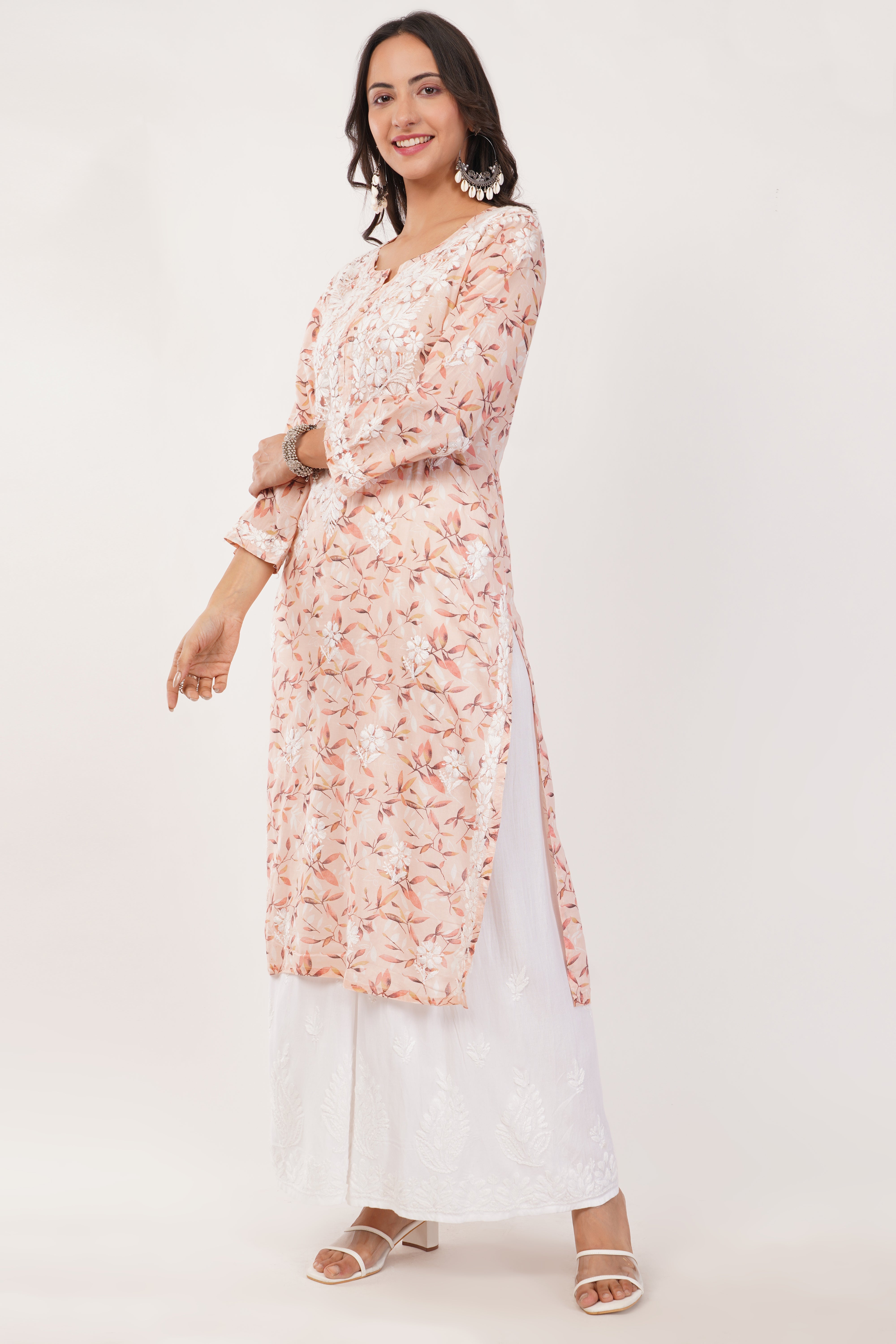 Peach Blossom Mul Kurta