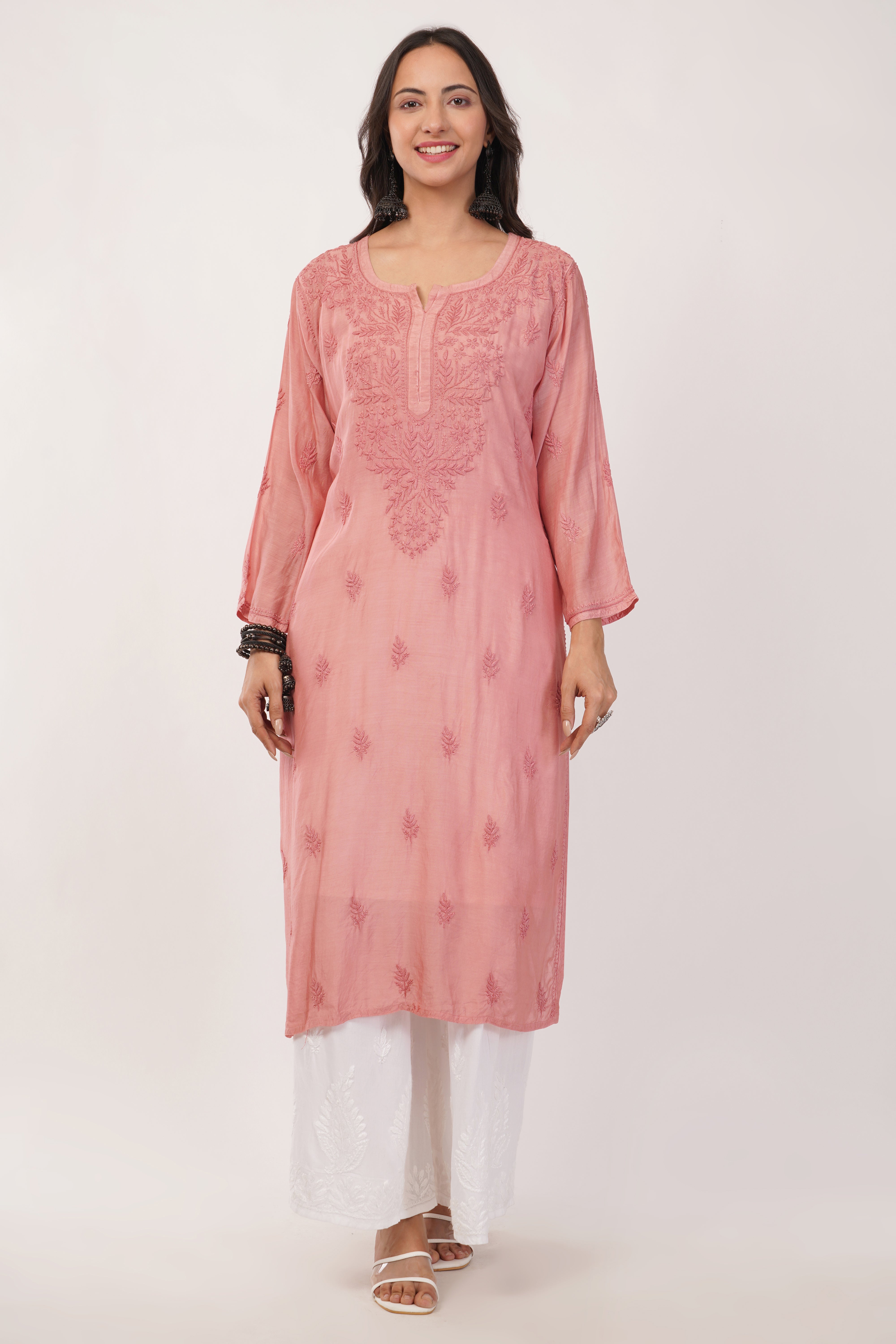 Rose Glow Mul Chanderi Kurta