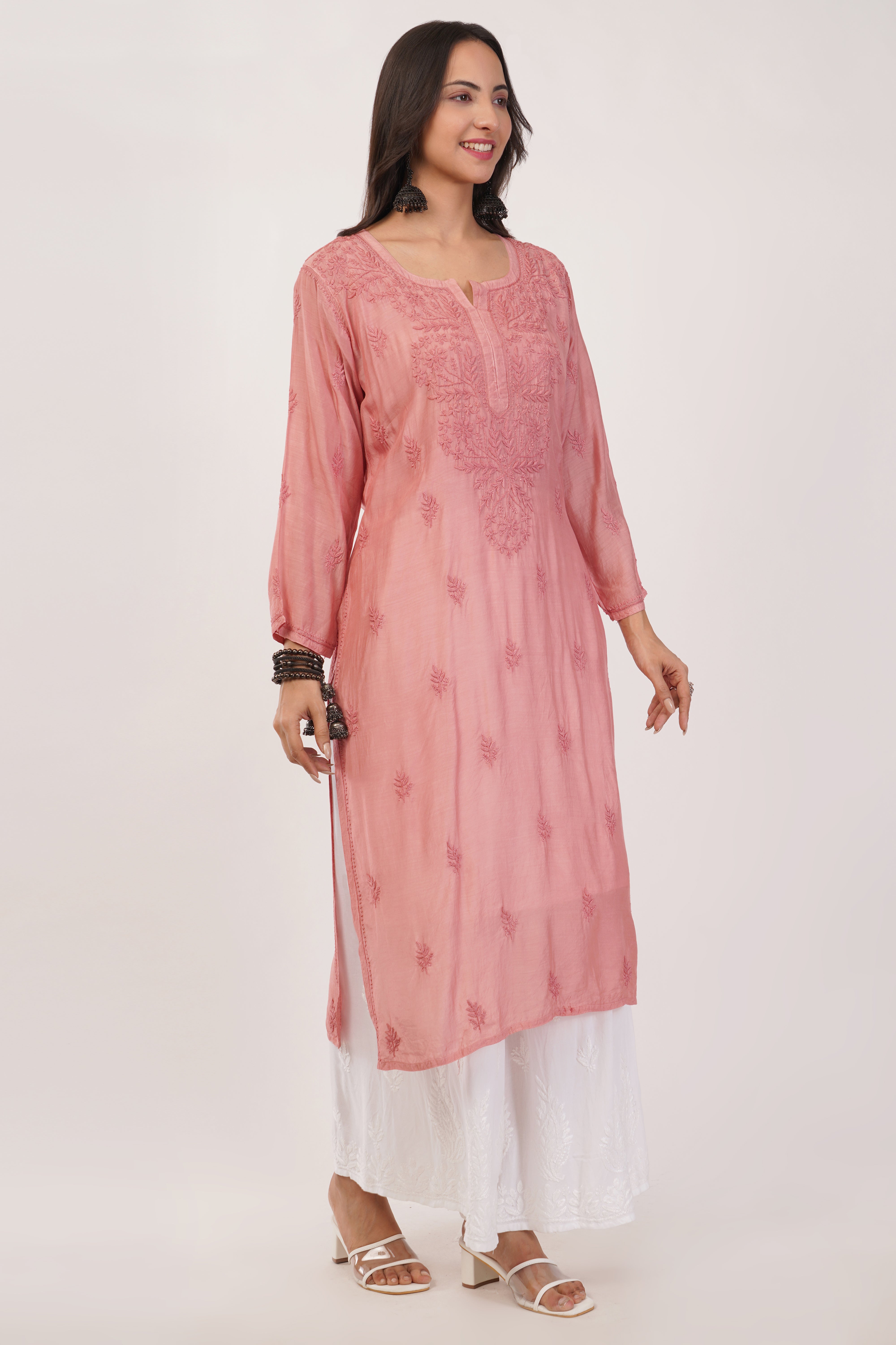 Rose Glow Mul Chanderi Kurta