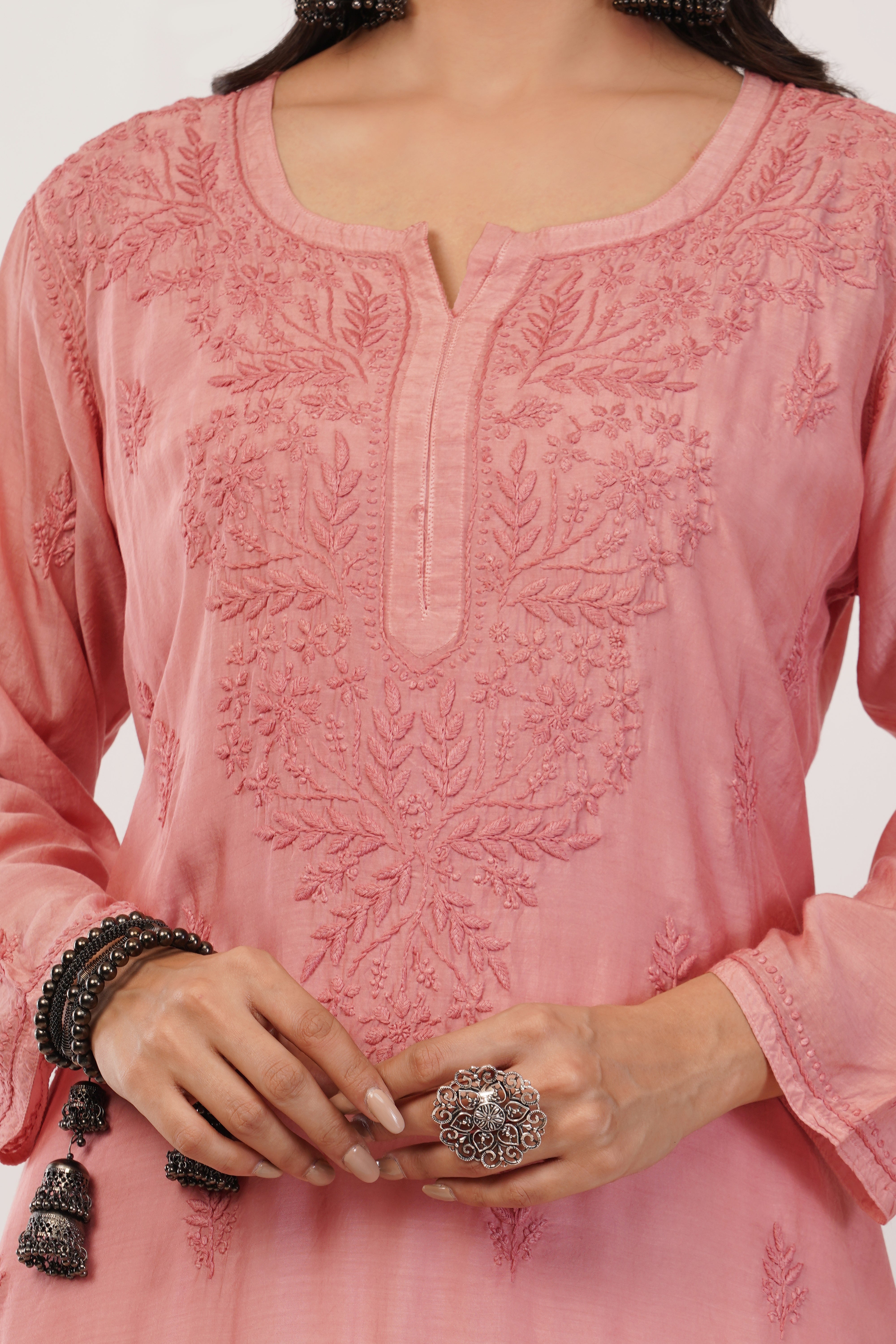 Rose Glow Mul Chanderi Kurta