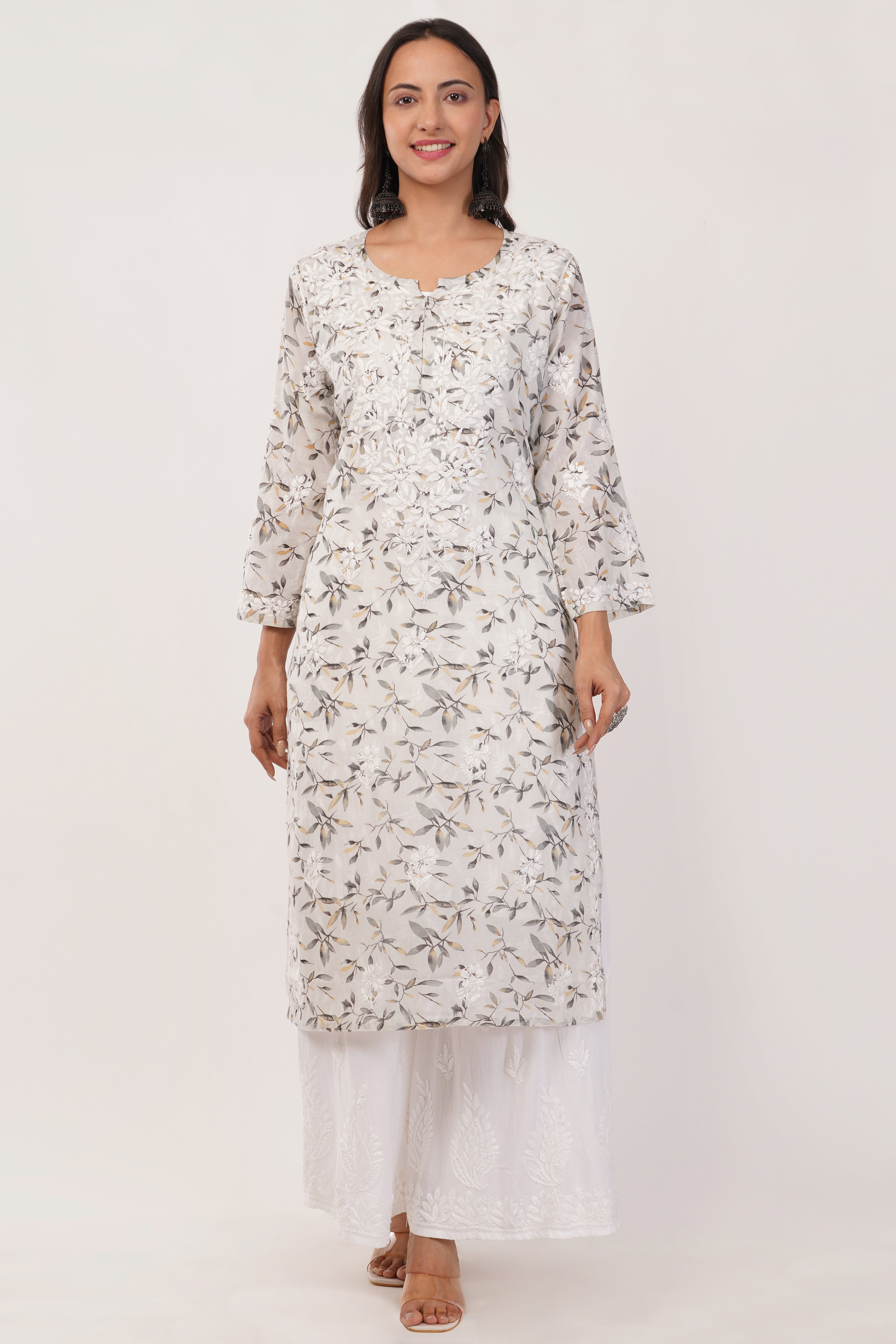 Grey Whisper Mulmul Kurta