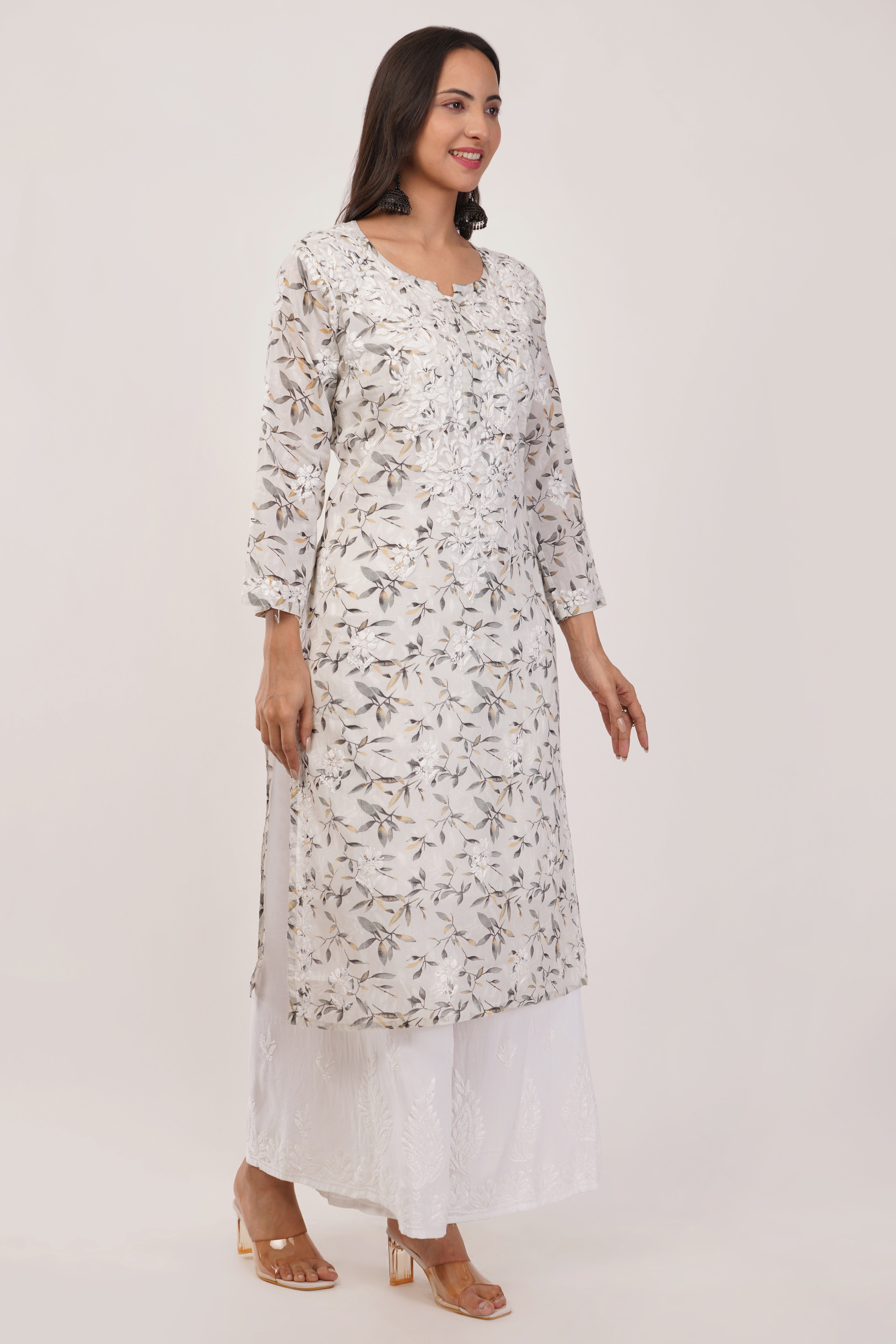 Grey Whisper Mulmul Kurta