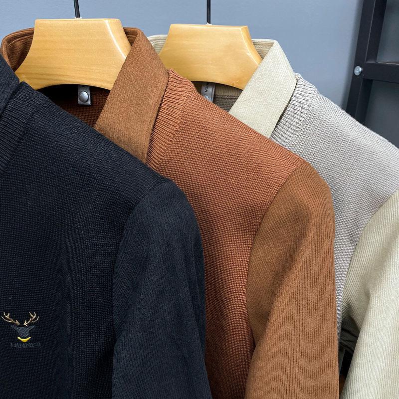 Men's Premium Polo Sweater with Embroidered Deer Logo