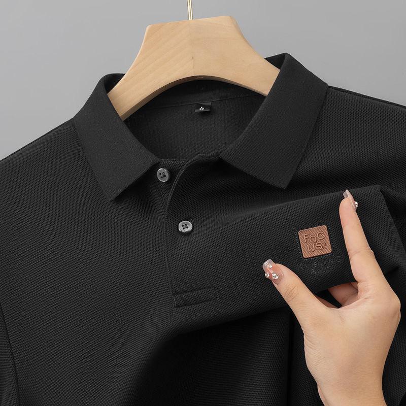 Men's Classic Polo T-Shirt with Brown Logo Patch