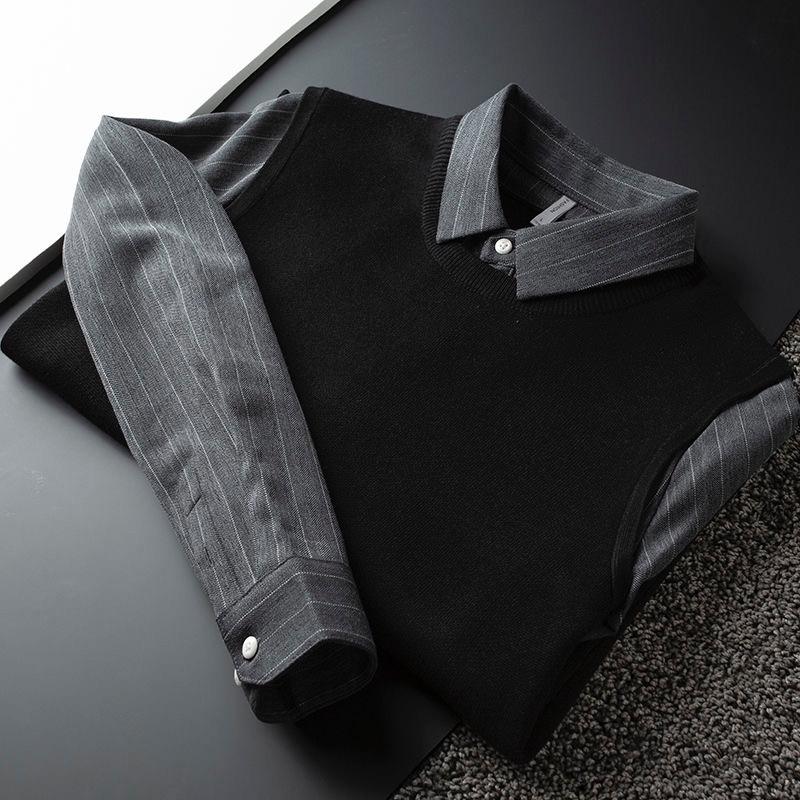 Classic Ribbed Polo Neck Sweater for Men