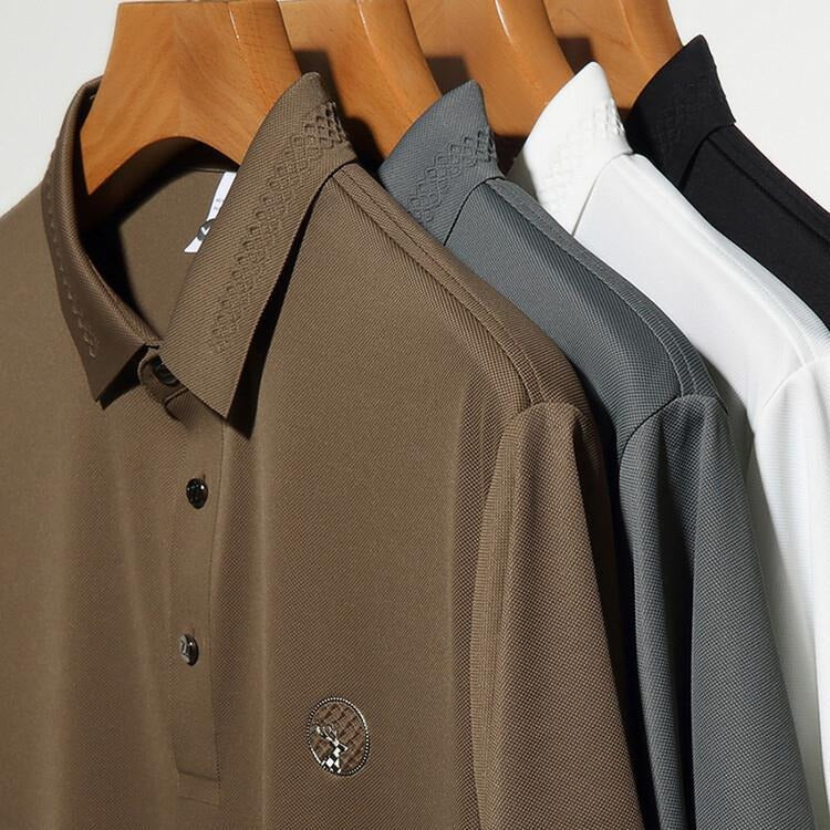 Men’s Luxury Polo T-Shirt  With Embroidered Logo & Textured Collar