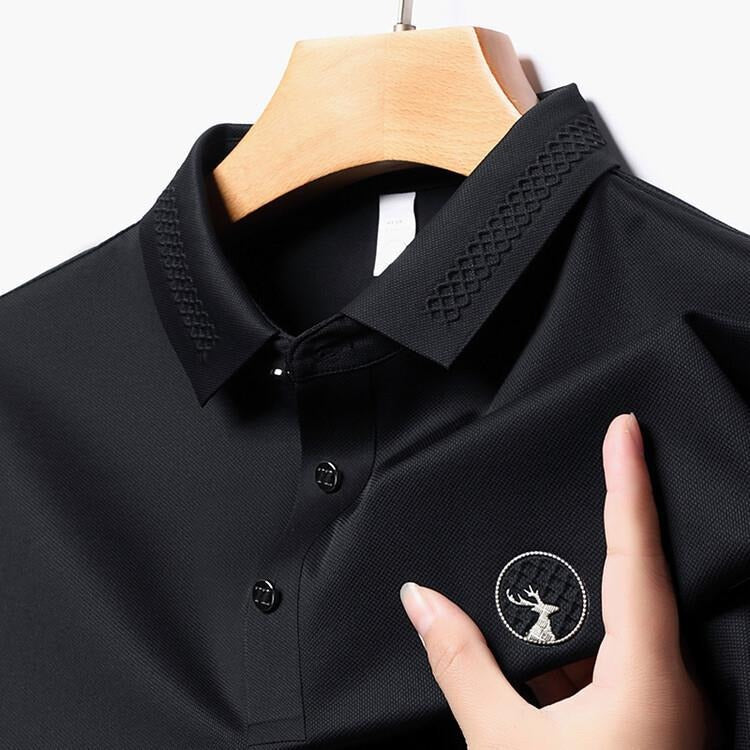 Men’s Luxury Polo T-Shirt  With Embroidered Logo & Textured Collar