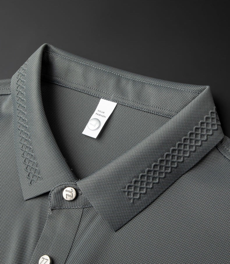 Men’s Luxury Polo T-Shirt  With Embroidered Logo & Textured Collar