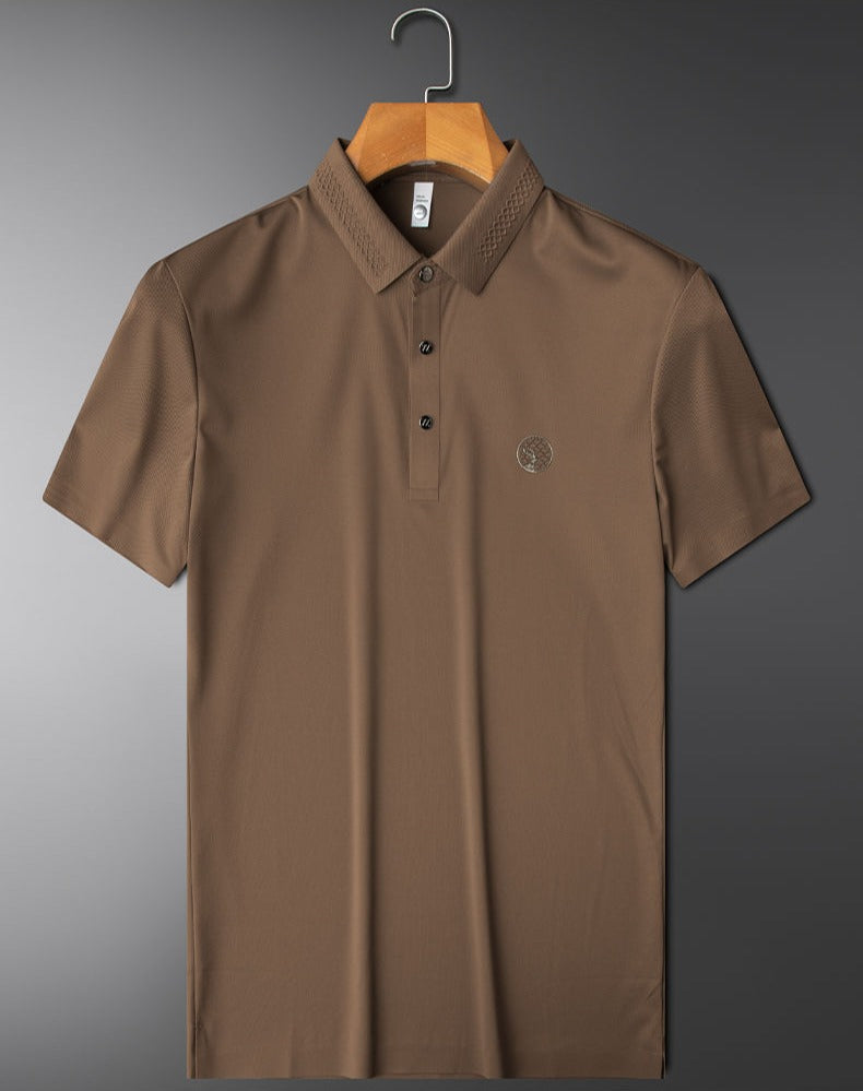 Men’s Luxury Polo T-Shirt  With Embroidered Logo & Textured Collar