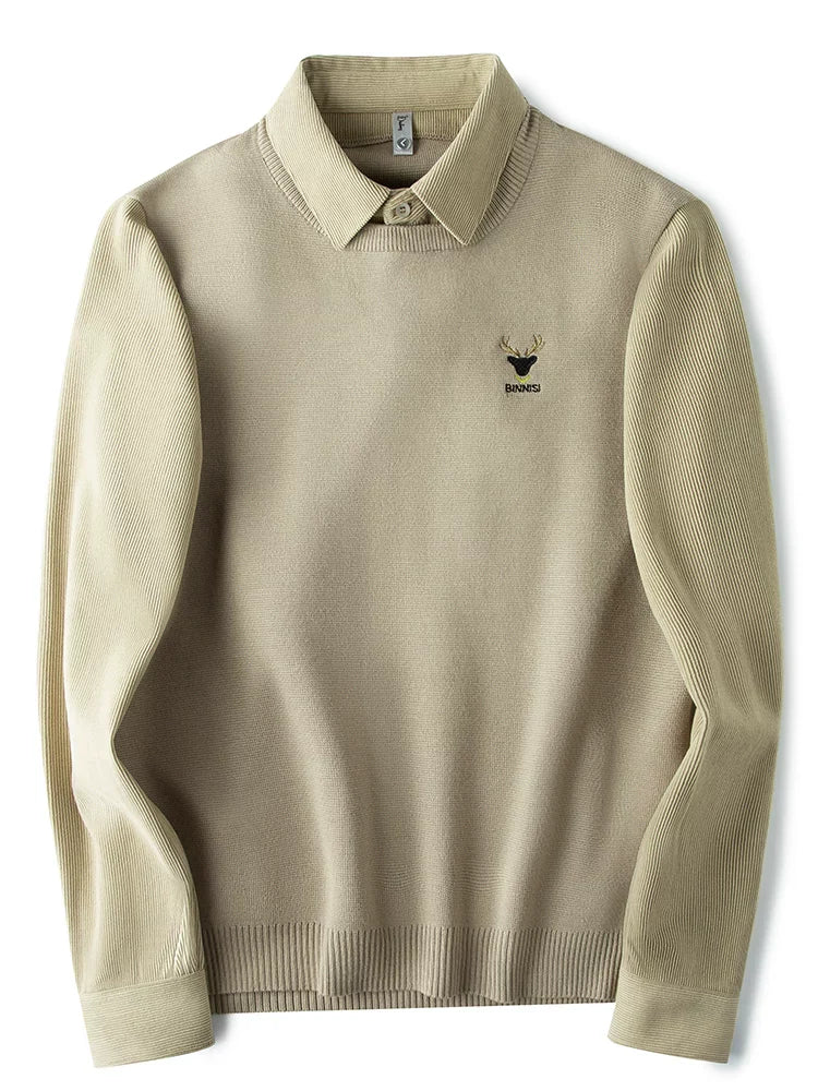 Men's Royal Legacy Embroidered Collar Sweatshirt Fashion Casual