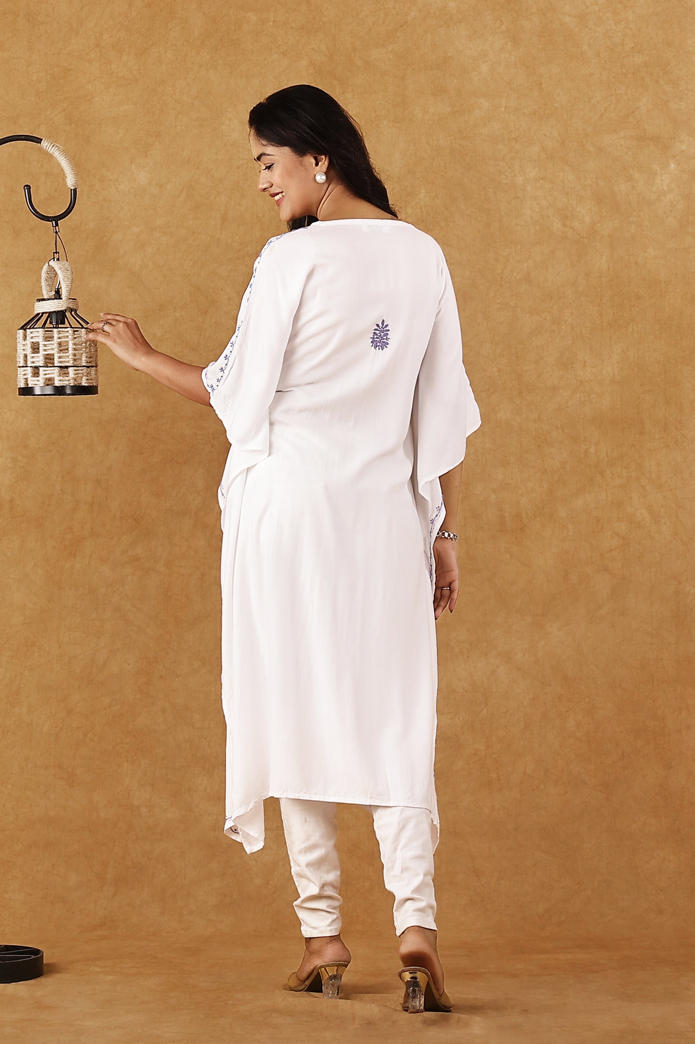 White & Lavender Kaftan