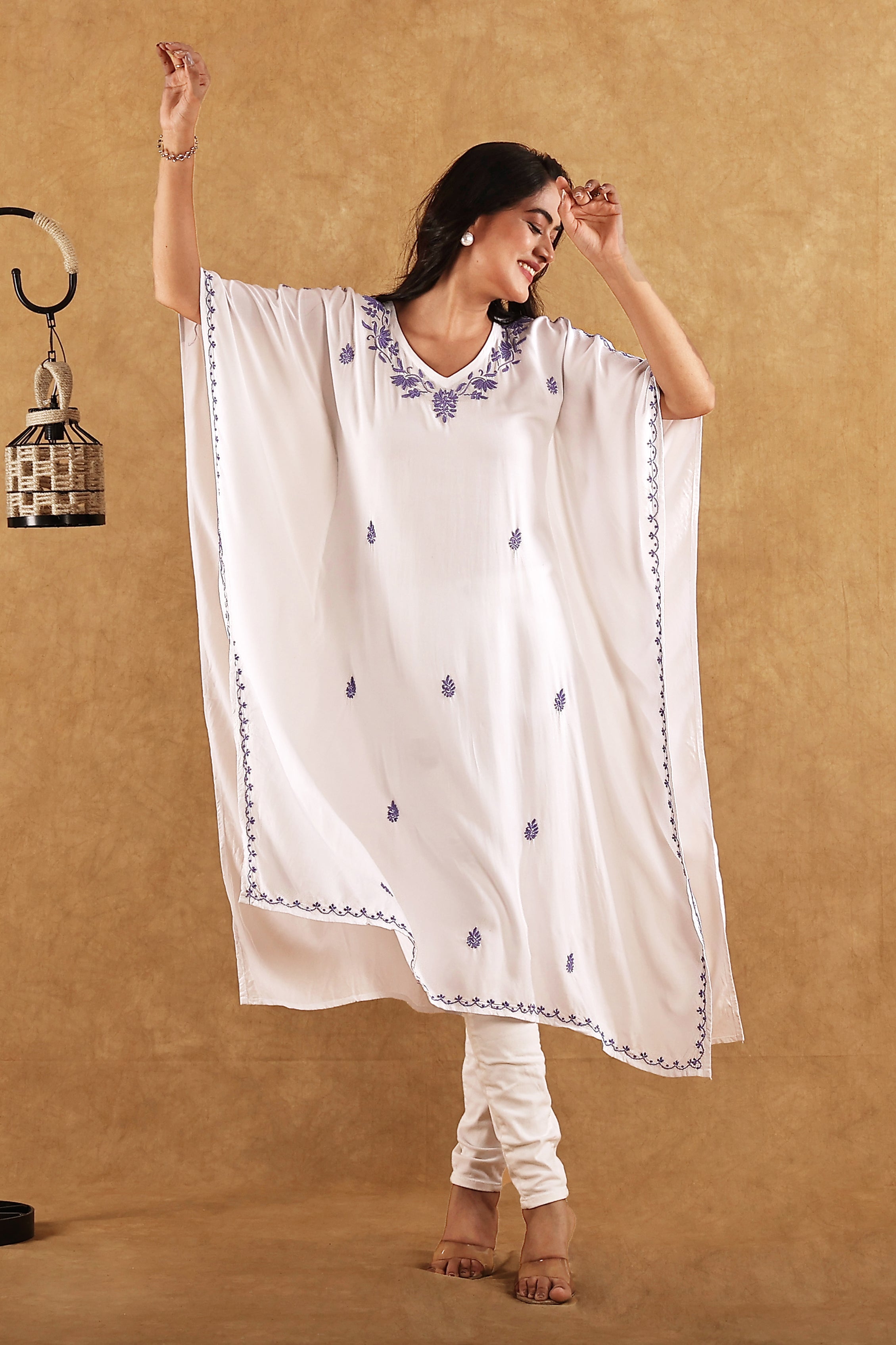 White & Lavender Kaftan