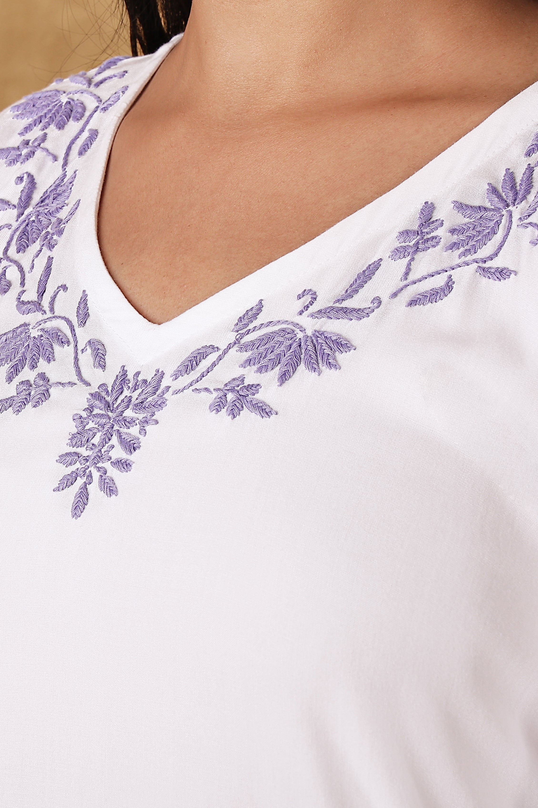 White & Lavender Kaftan