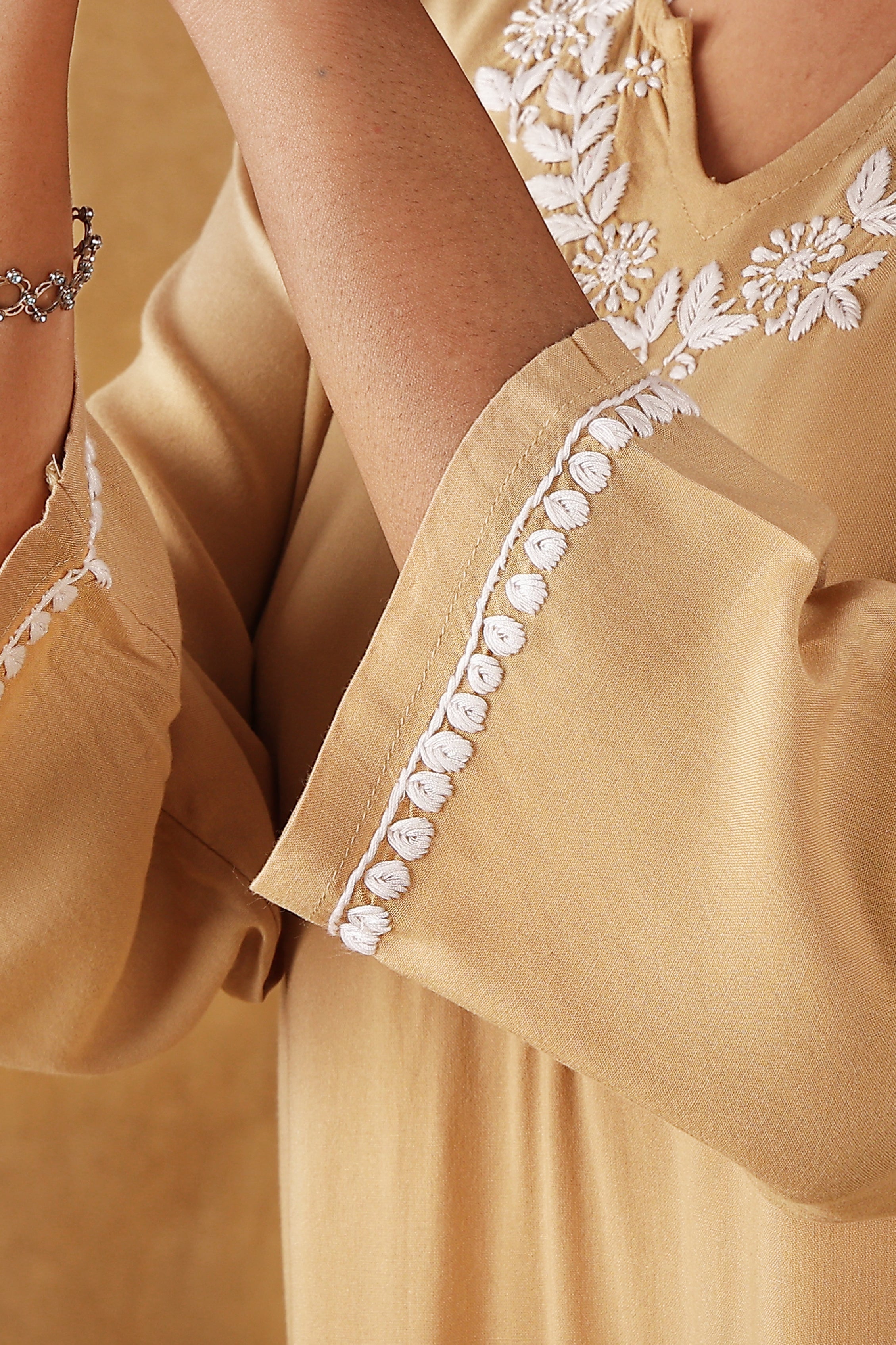 Rayon Biege &  White Kurta