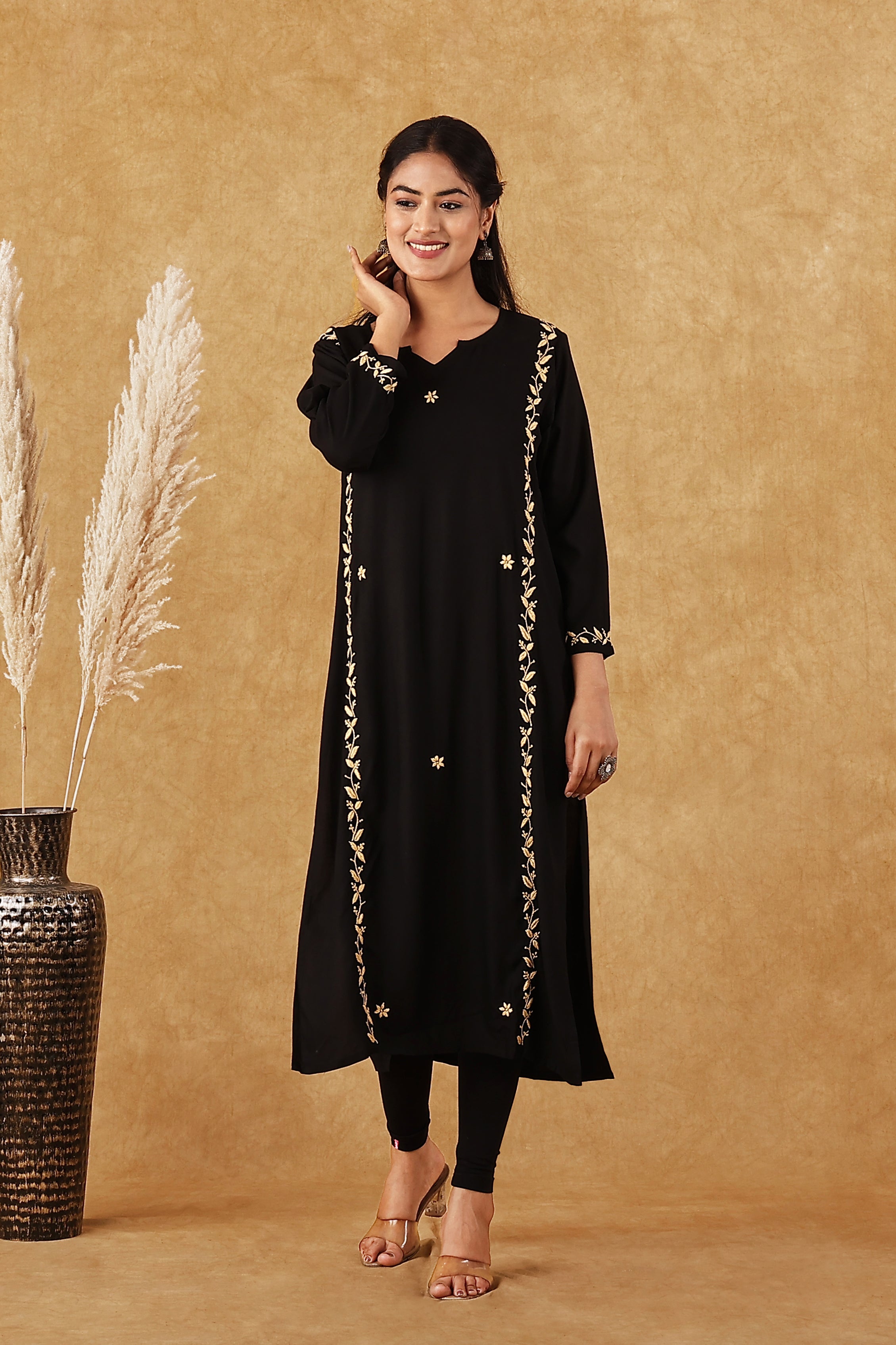 Rayon Black & Gold Kurta