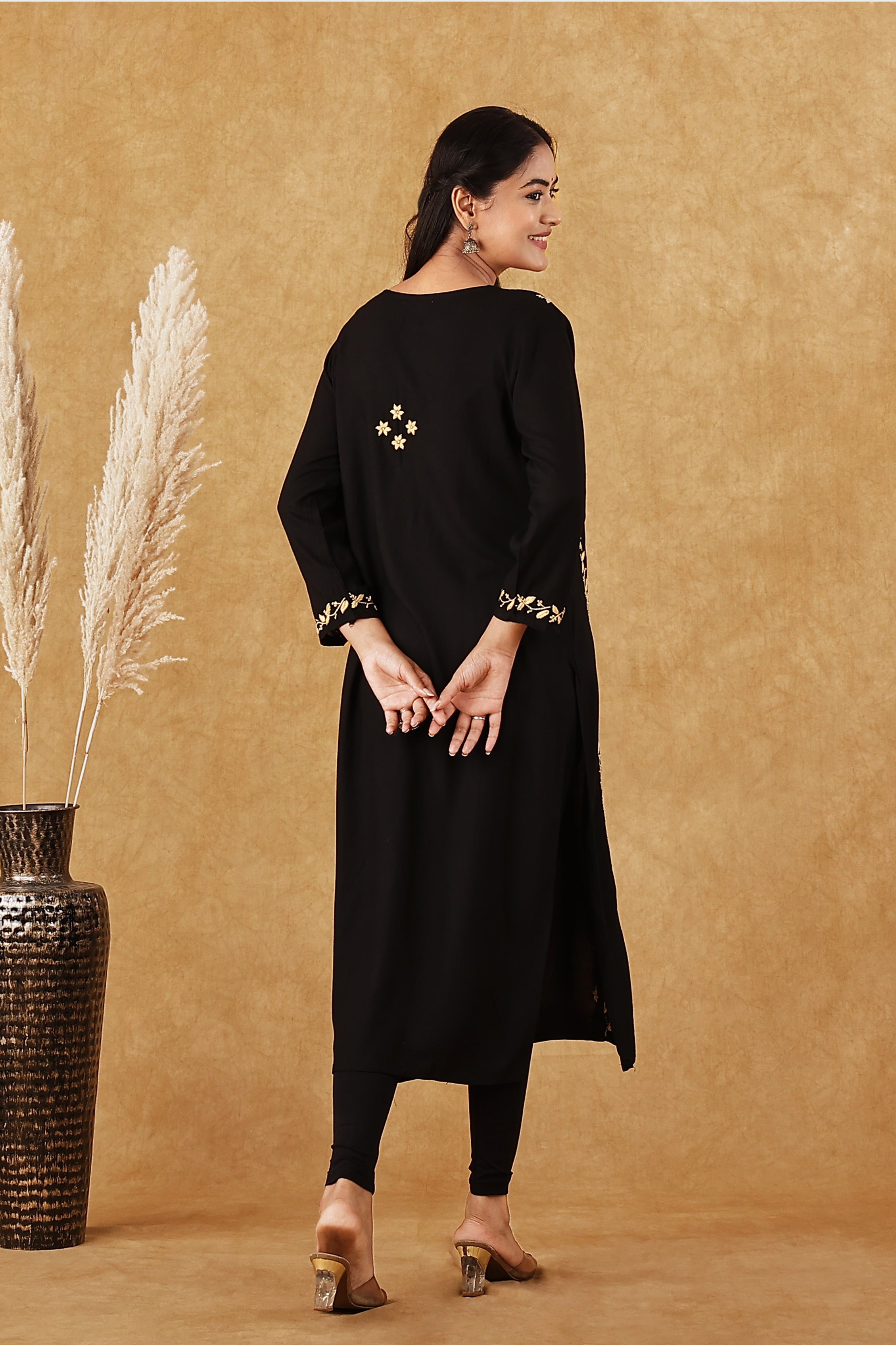 Rayon Black & Gold Kurta