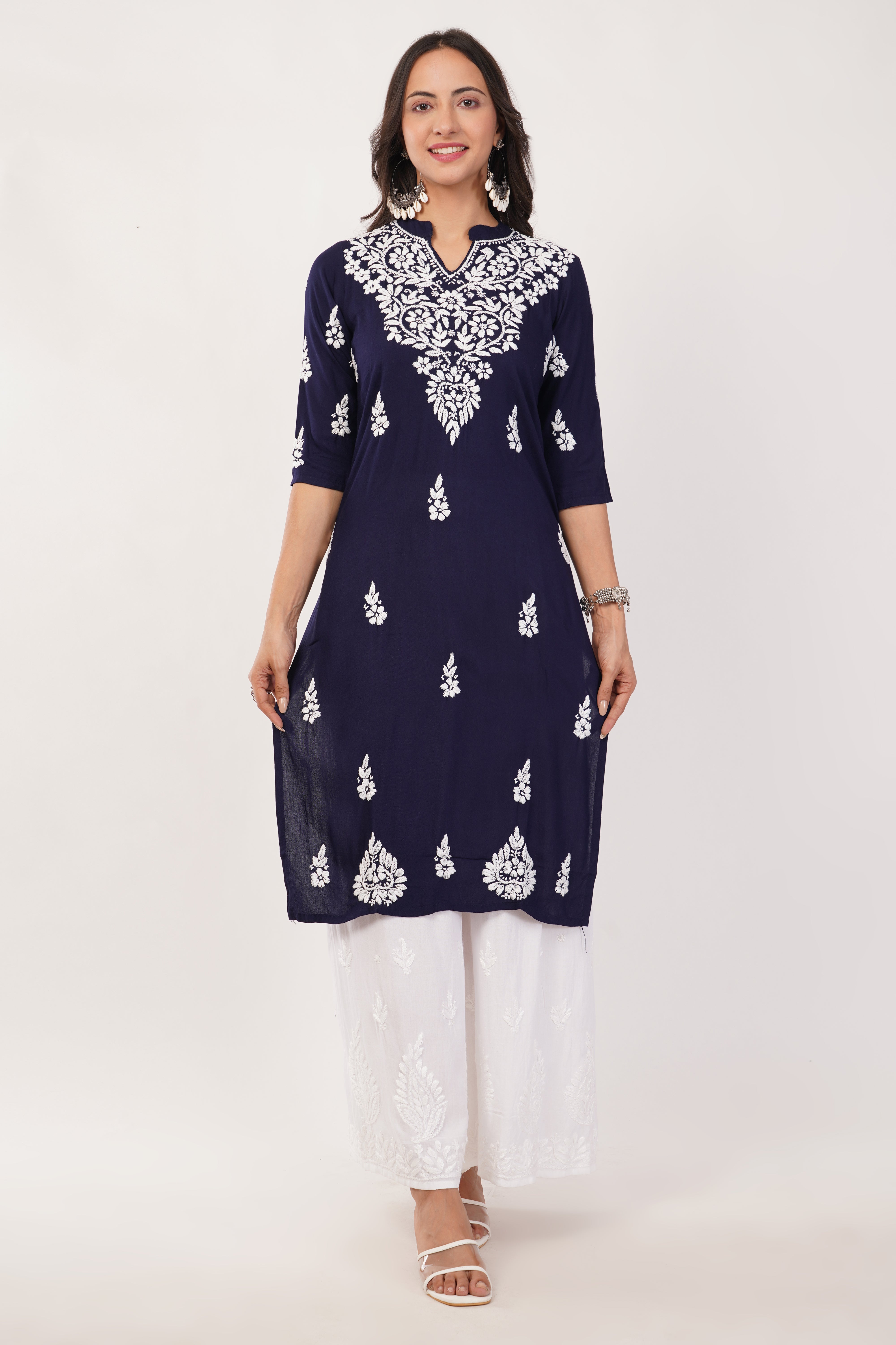 Navy Grace Rayon Kurti