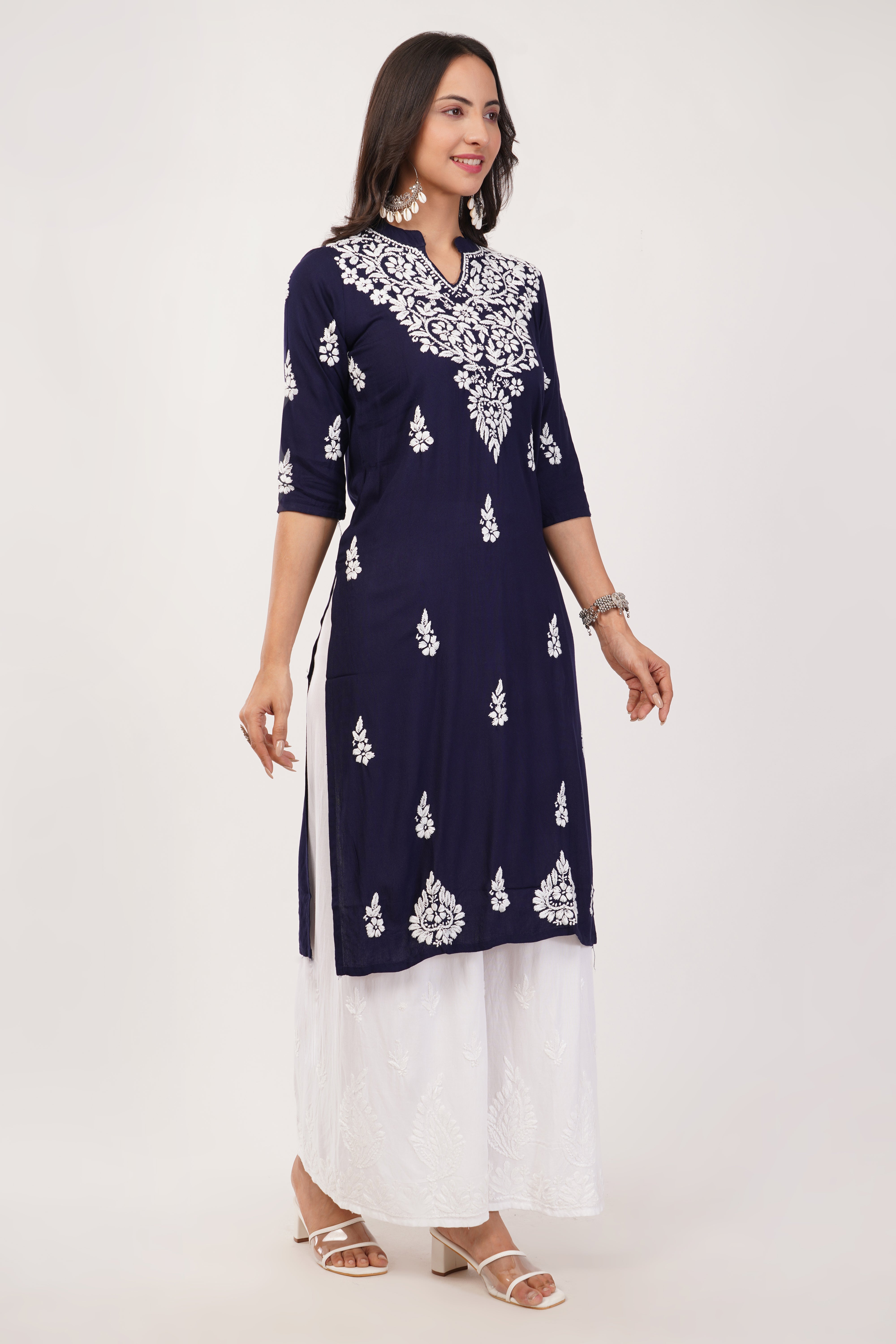 Navy Grace Rayon Kurti