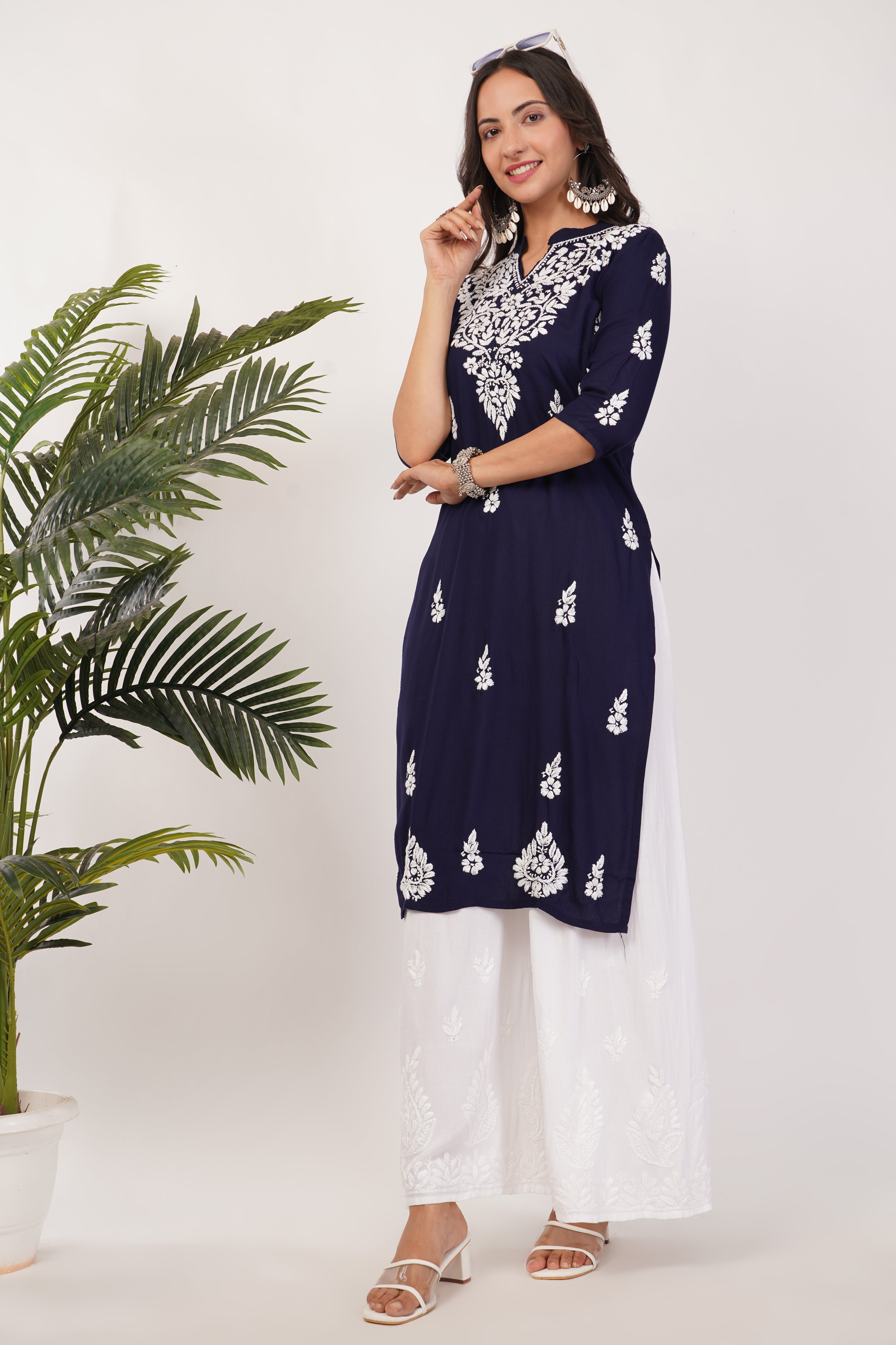 Navy Grace Rayon Kurti