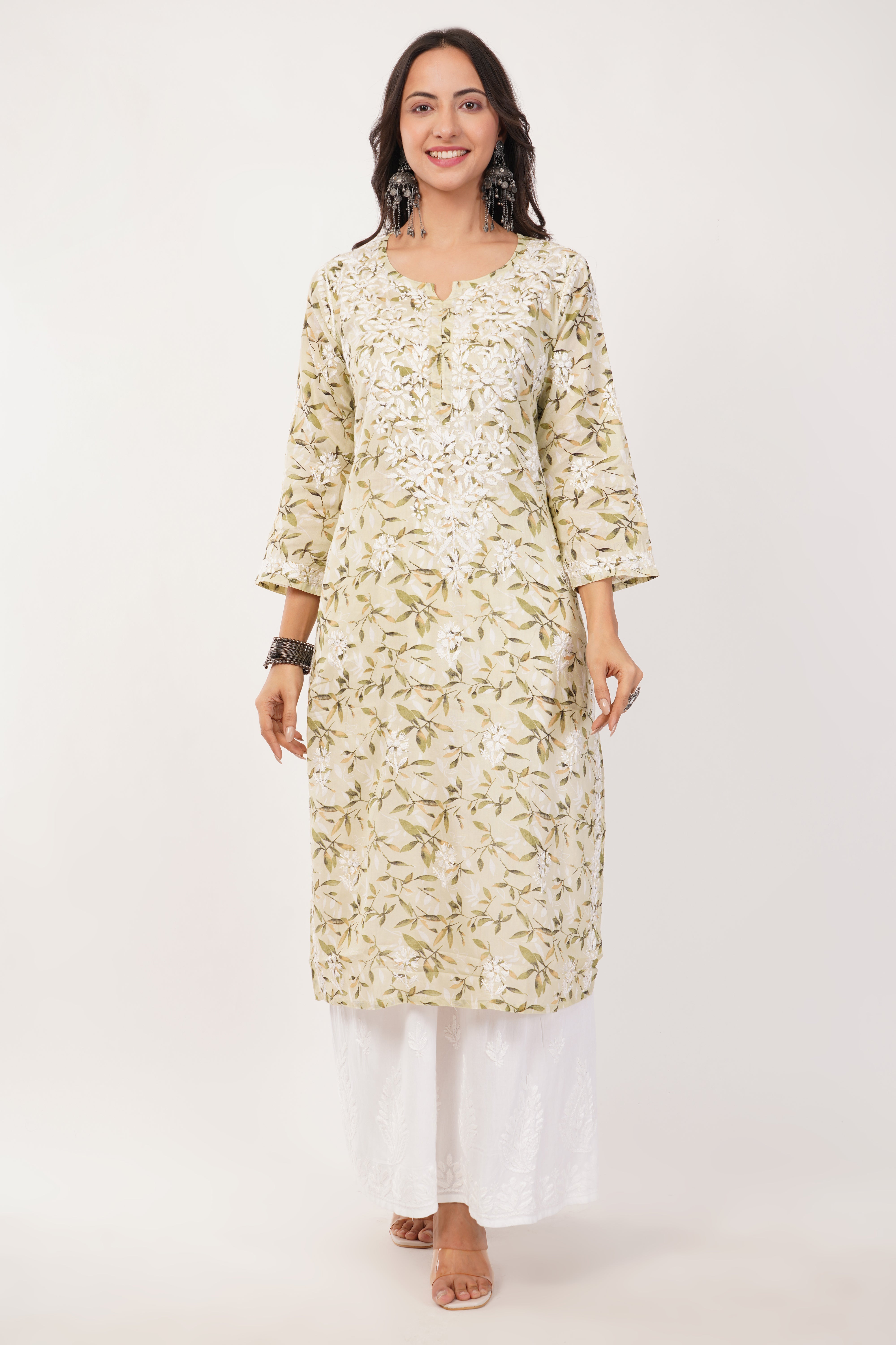 Olive Essence Mulmul Kurta