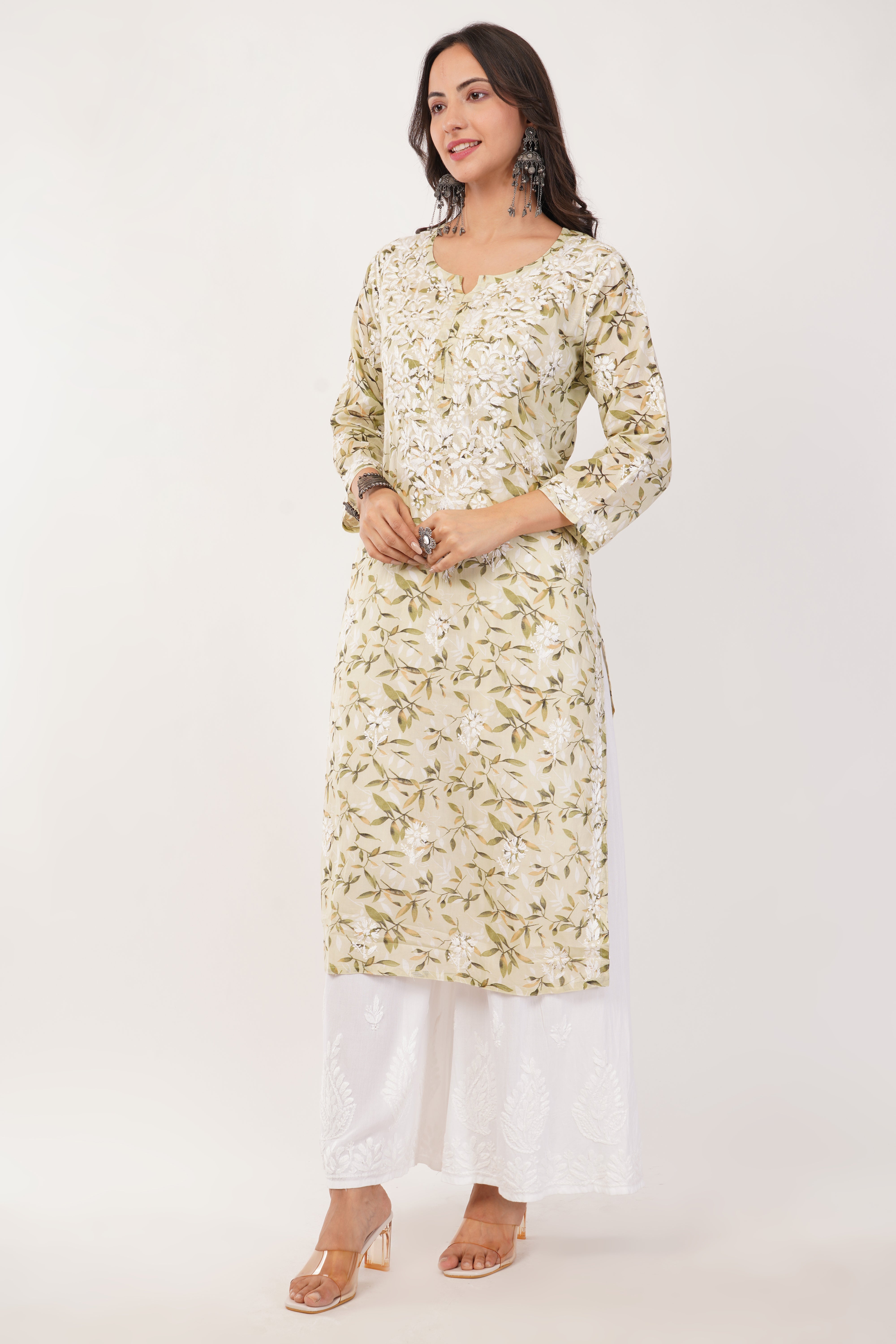 Olive Essence Mulmul Kurta