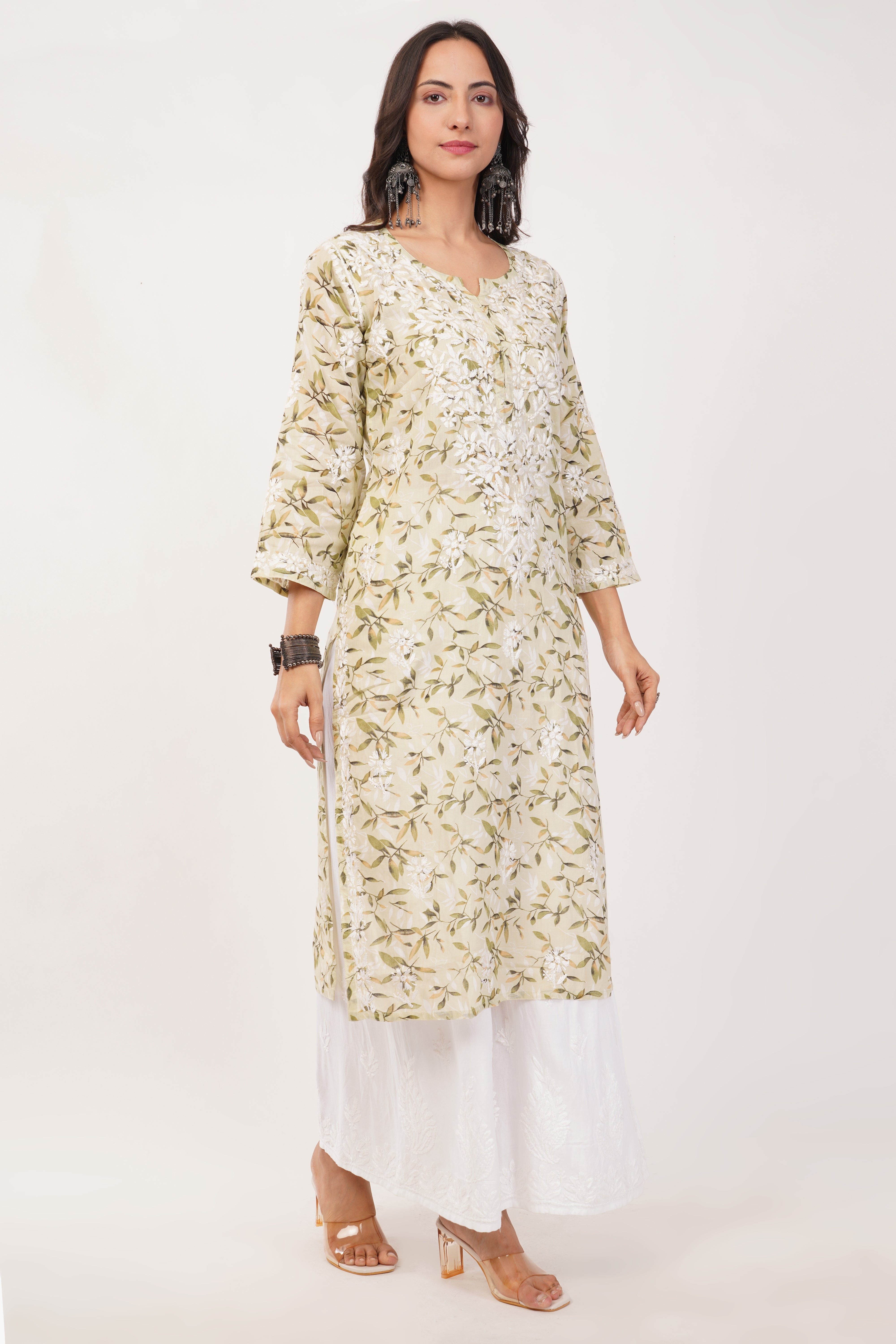 Olive Essence Mulmul Kurta