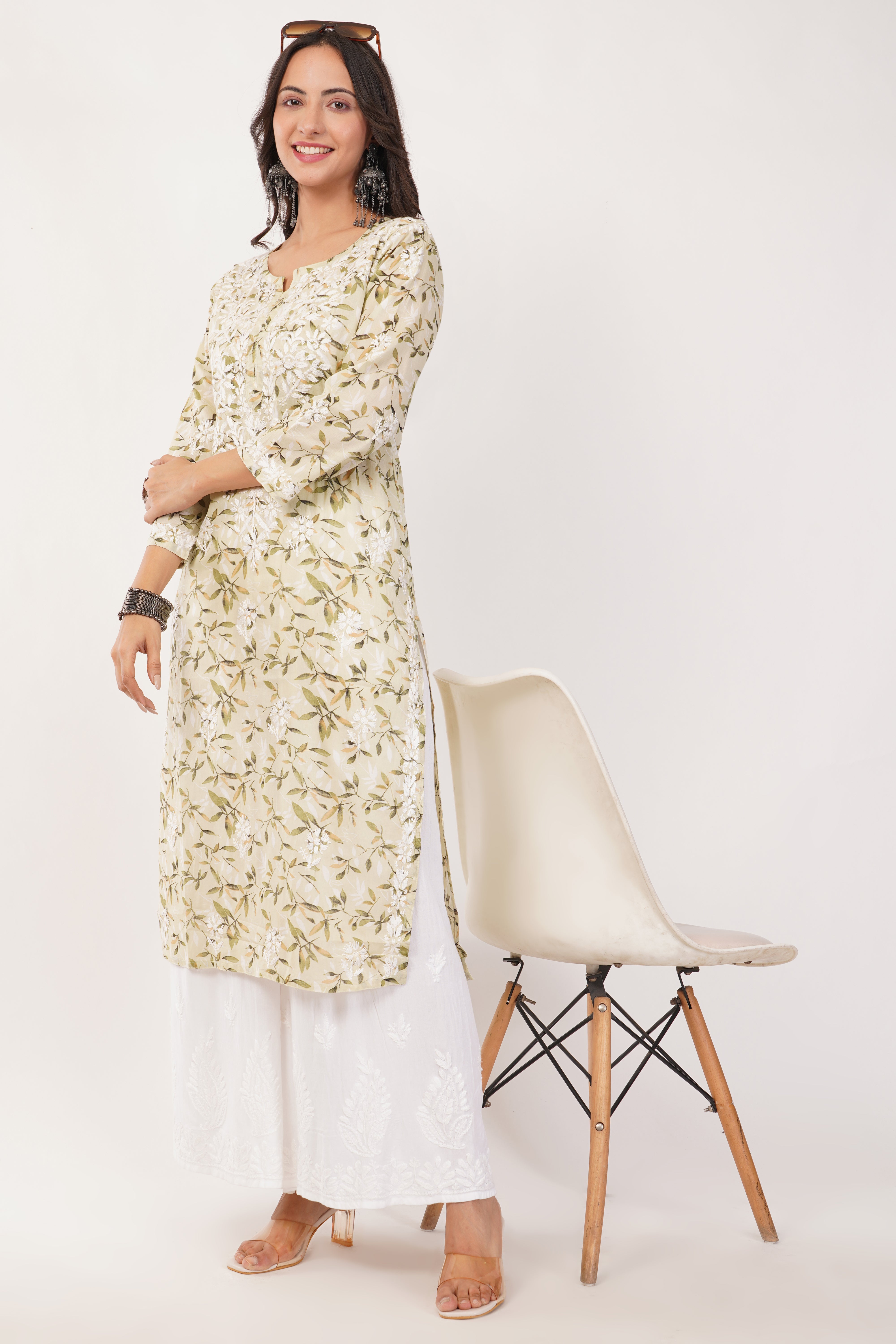 Olive Essence Mulmul Kurta