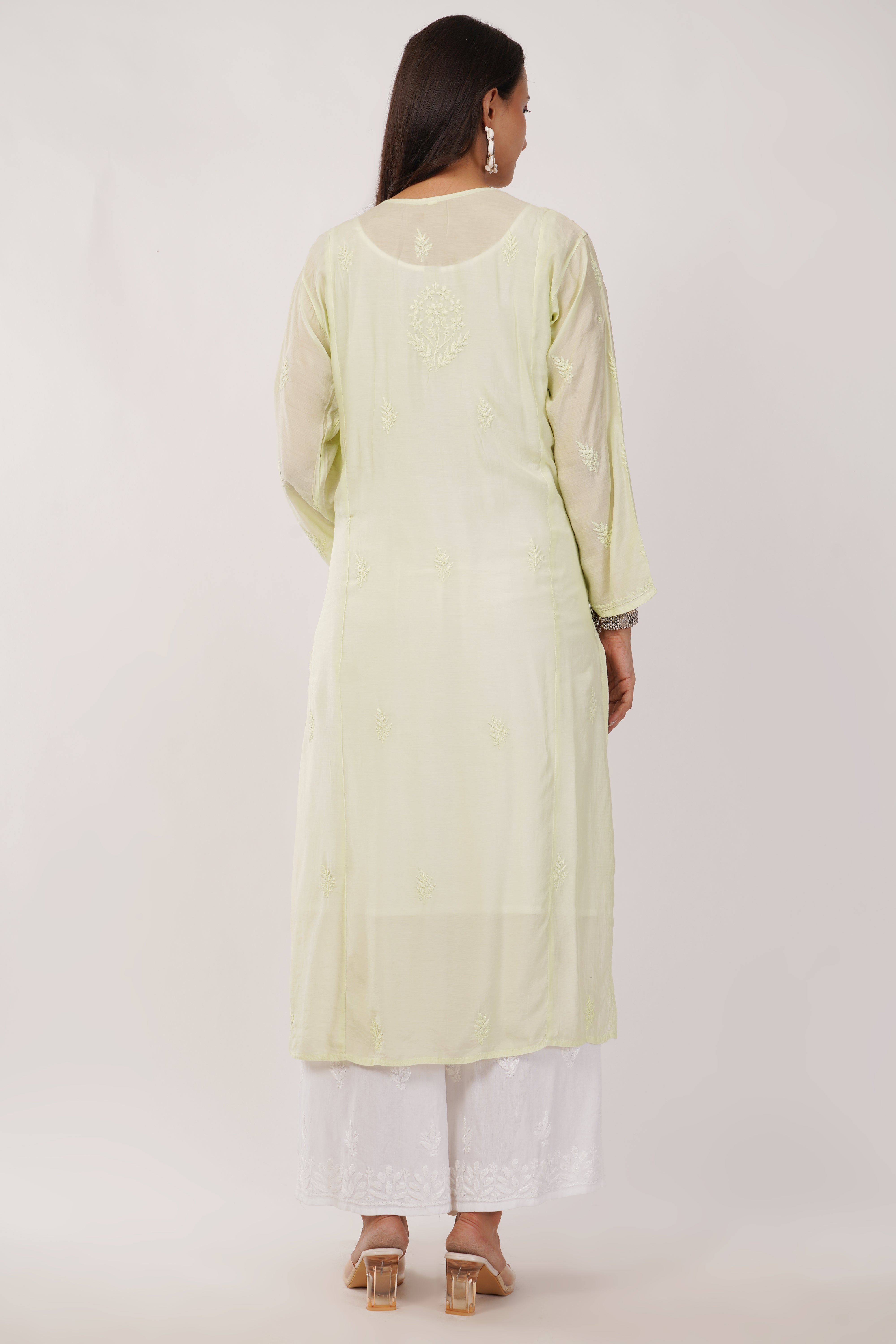 Pista Glow Chanderi Kurta