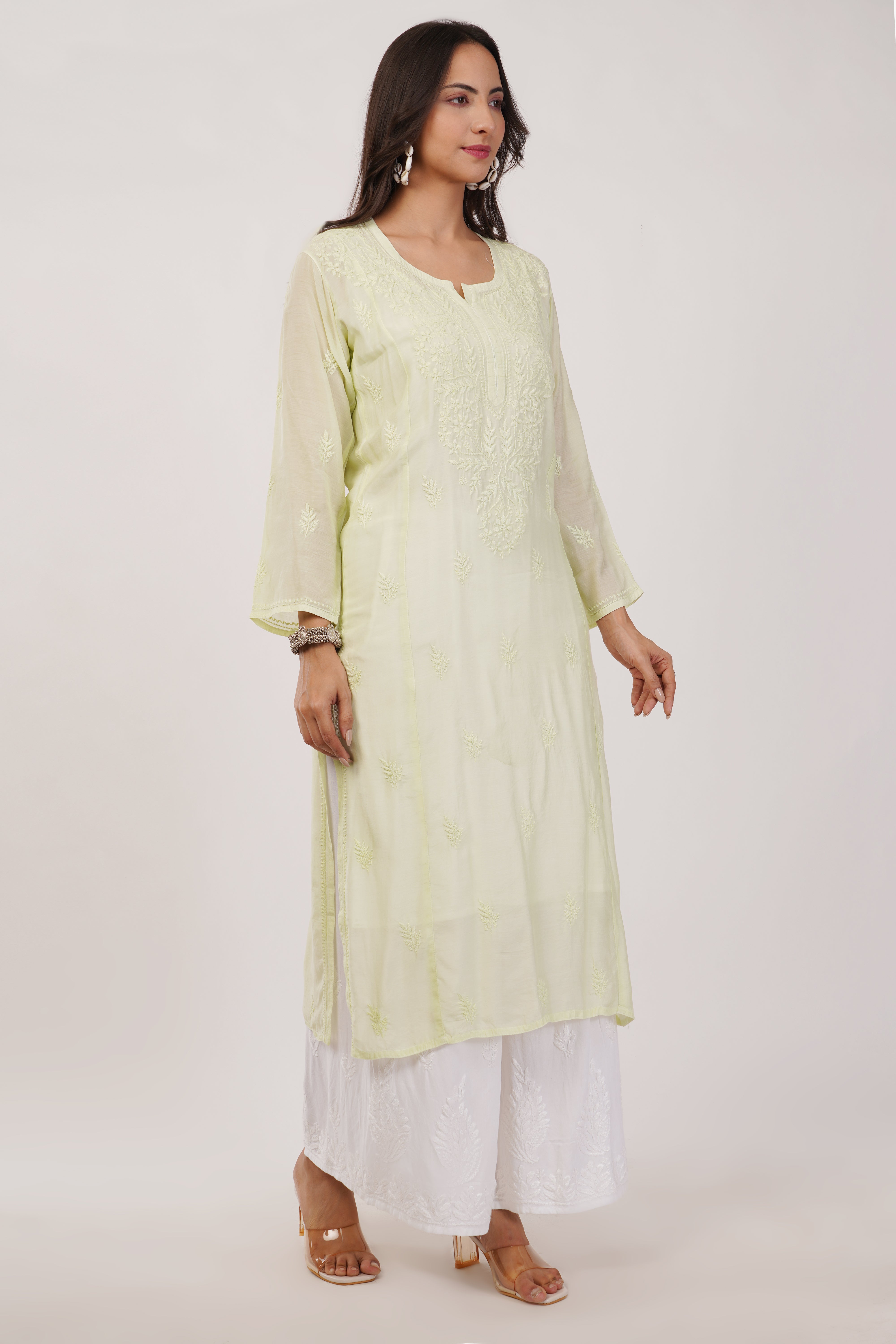 Pista Glow Chanderi Kurta