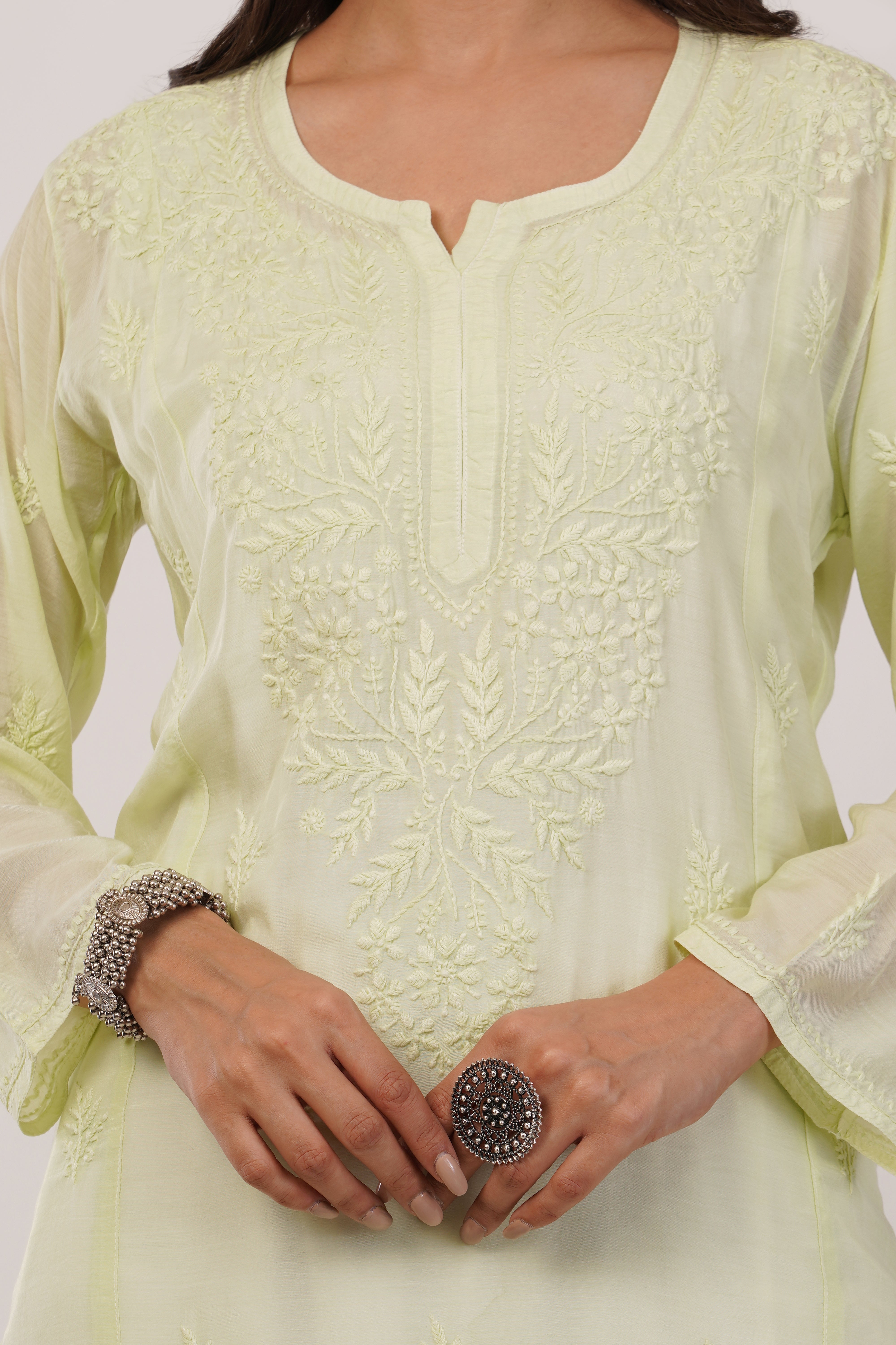 Pista Glow Chanderi Kurta