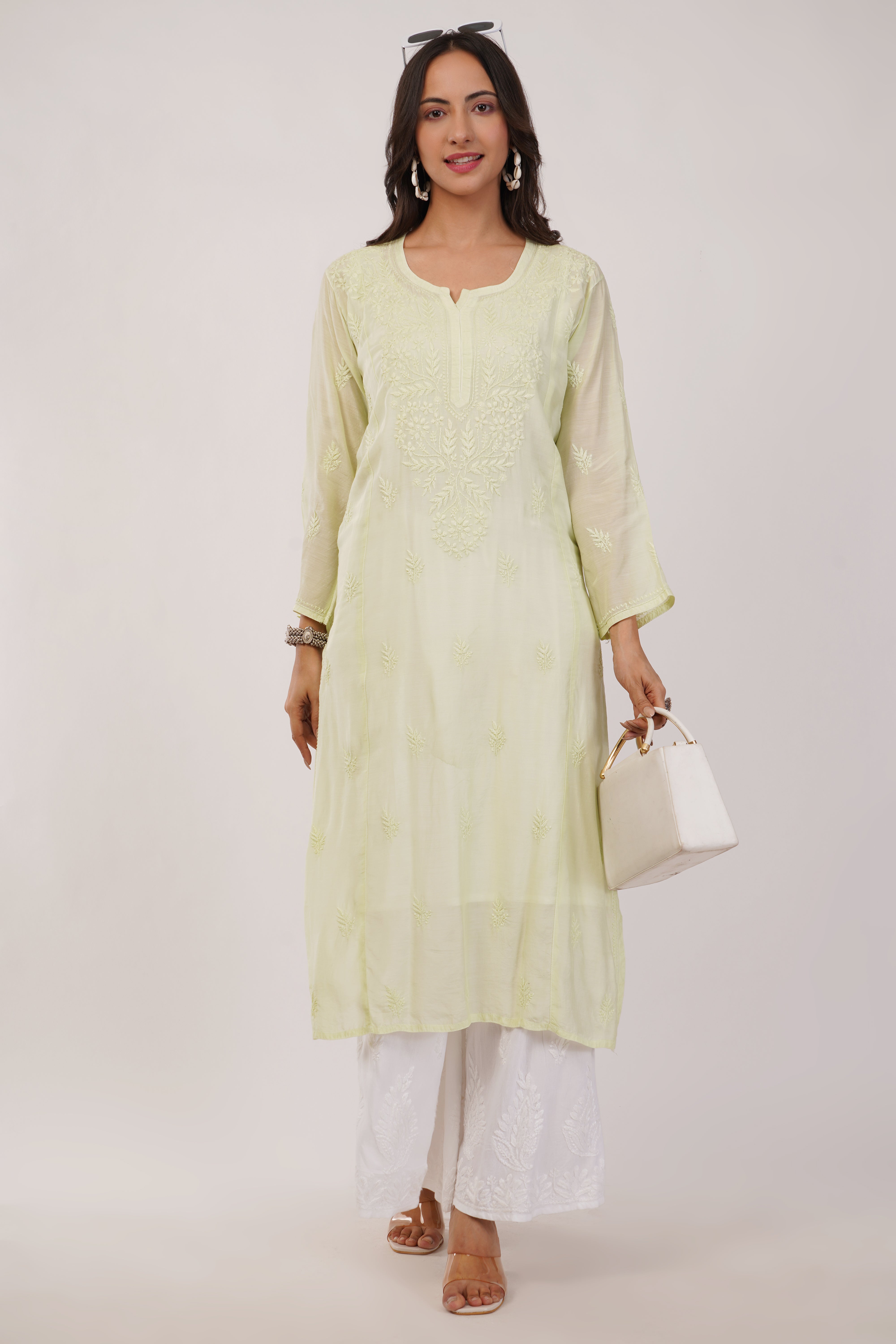 Pista Glow Chanderi Kurta