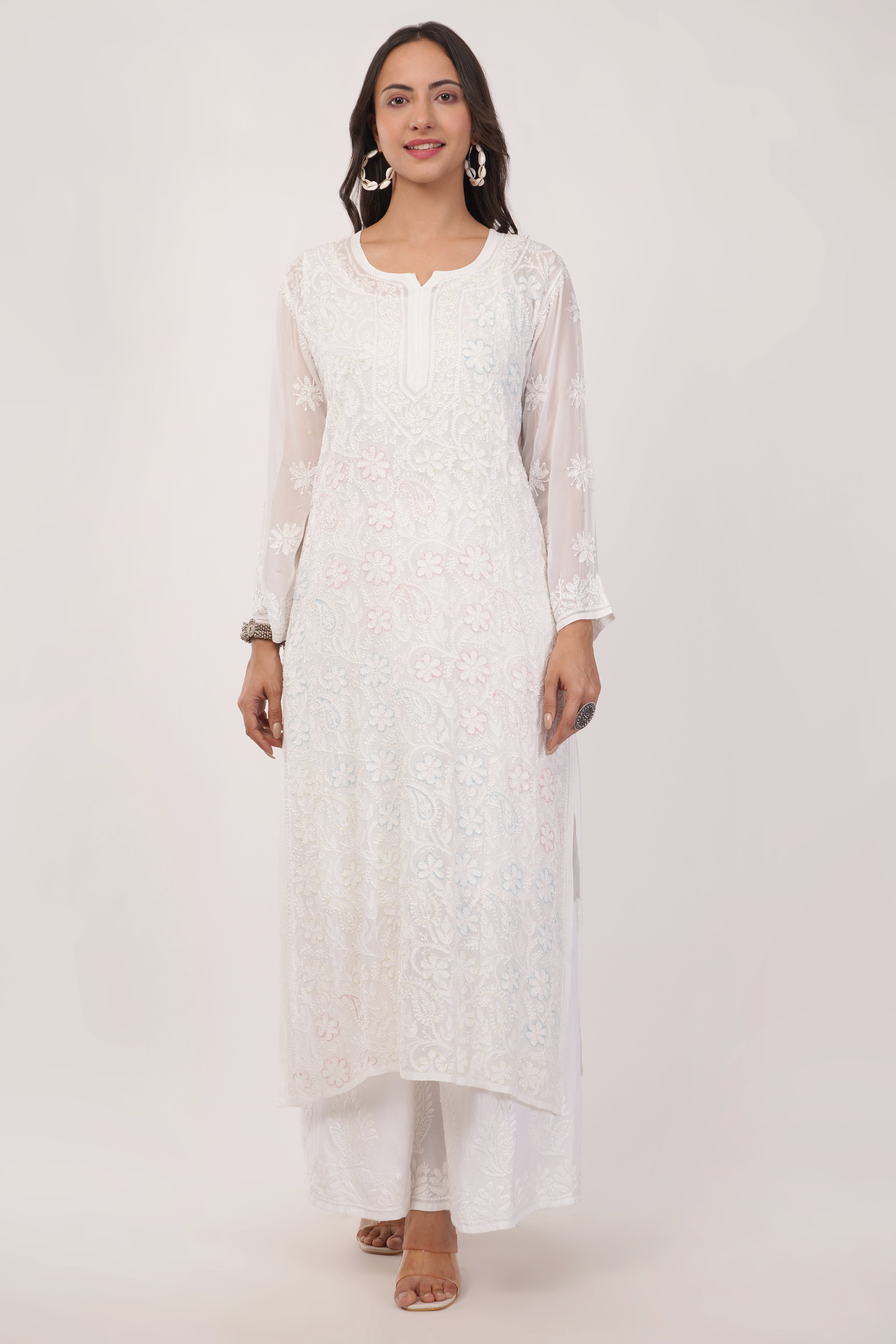 White Elegance Cutdana Kurta