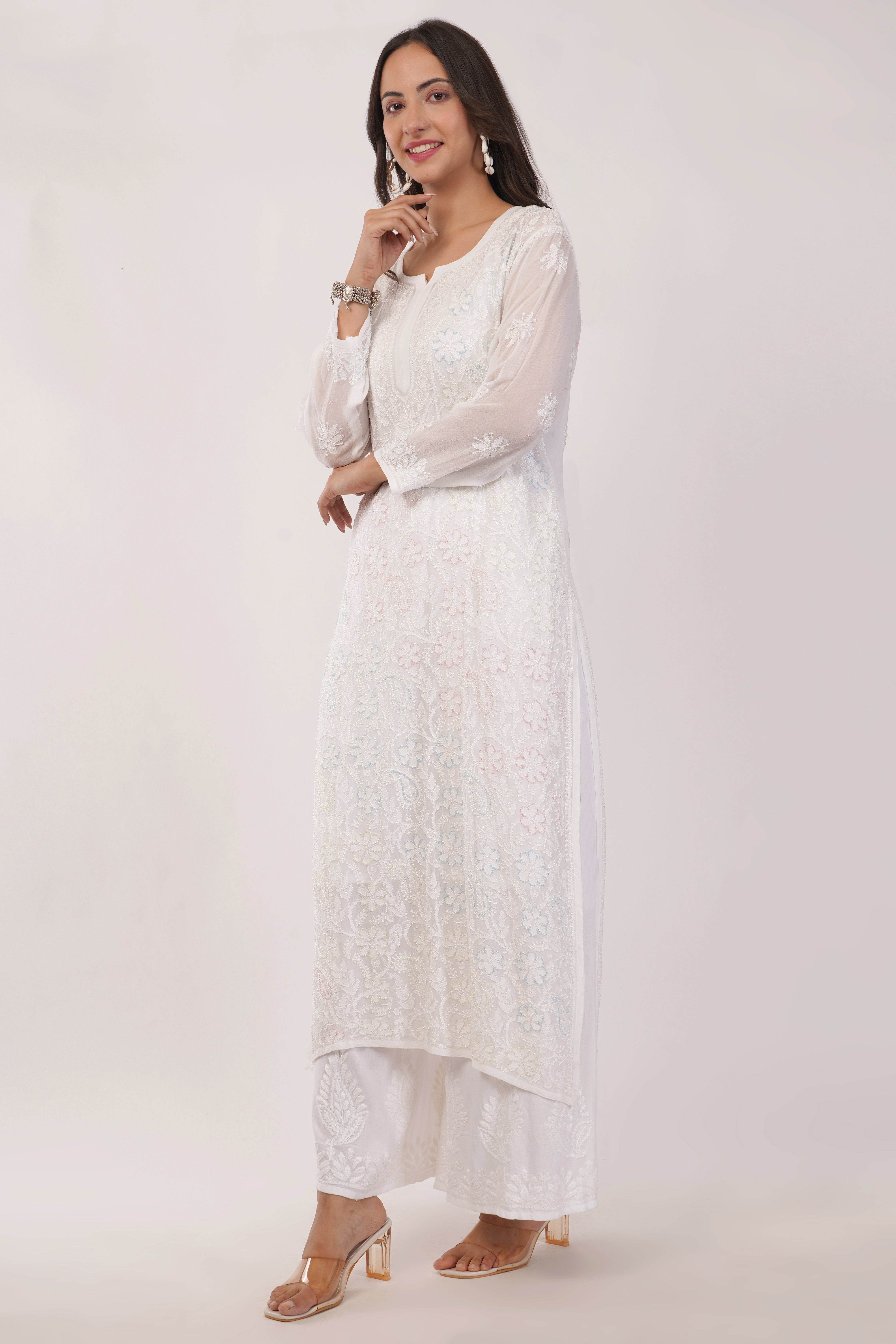 White Elegance Cutdana Kurta