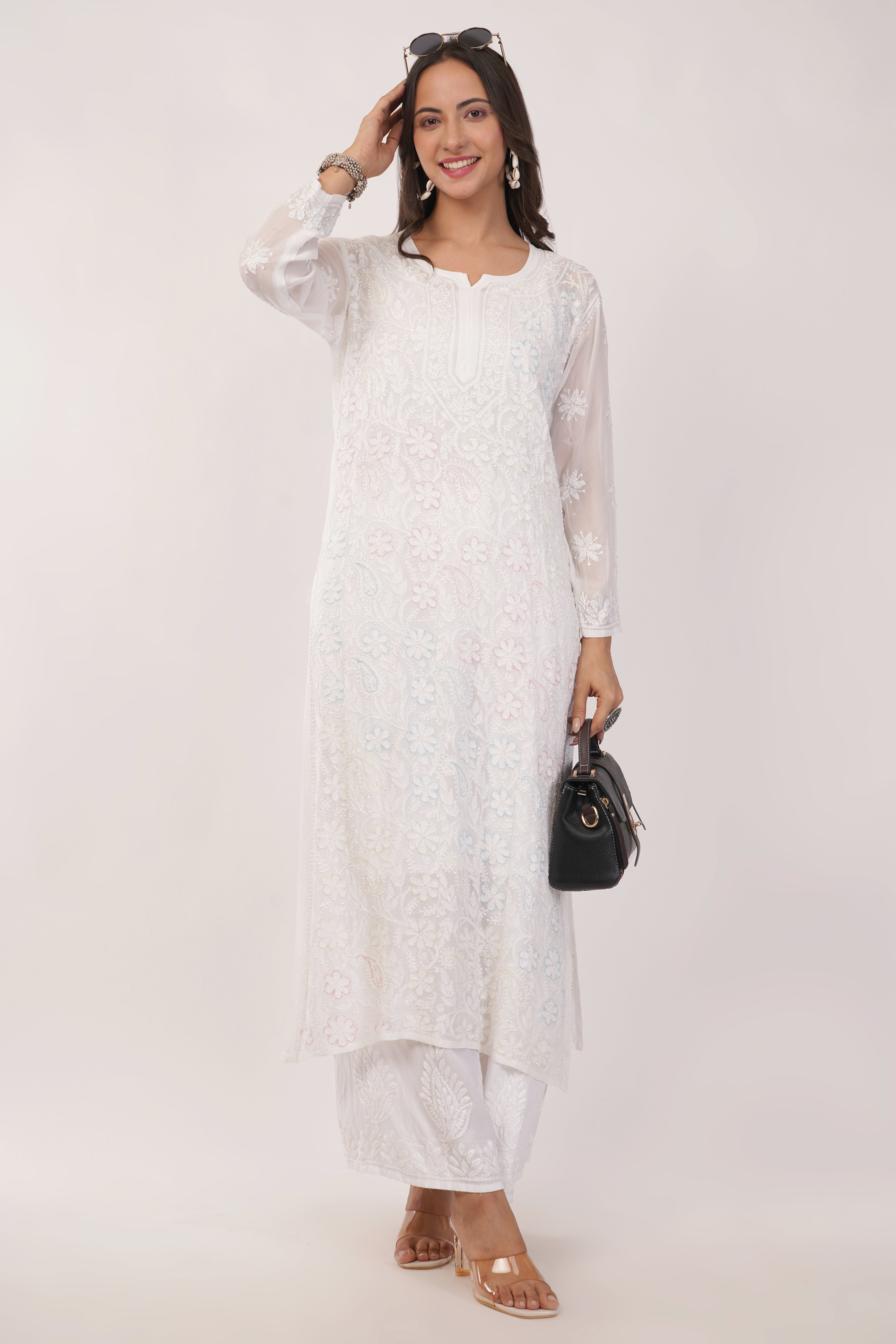 White Elegance Cutdana Kurta