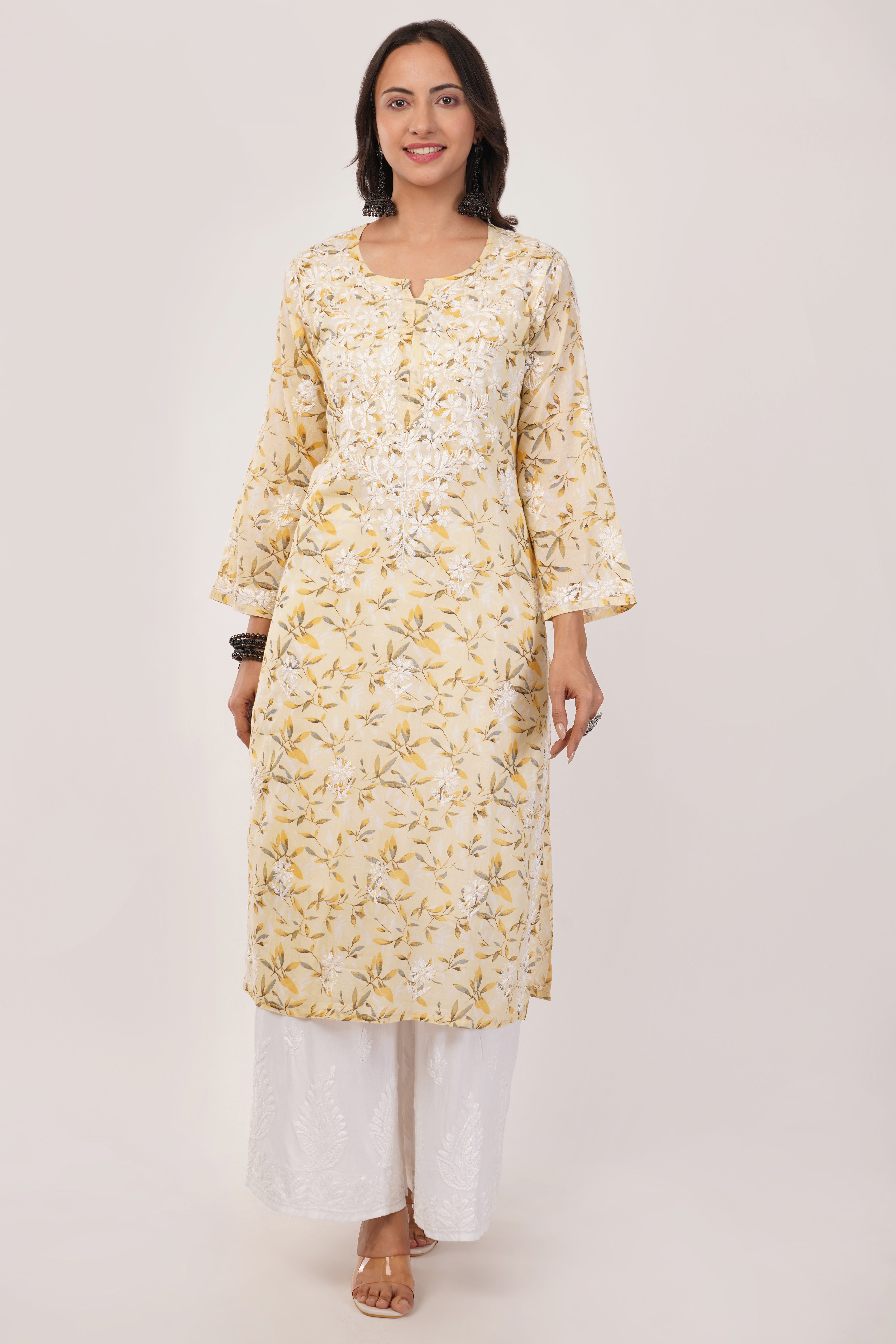 Lime Radiance Mulmul Kurta