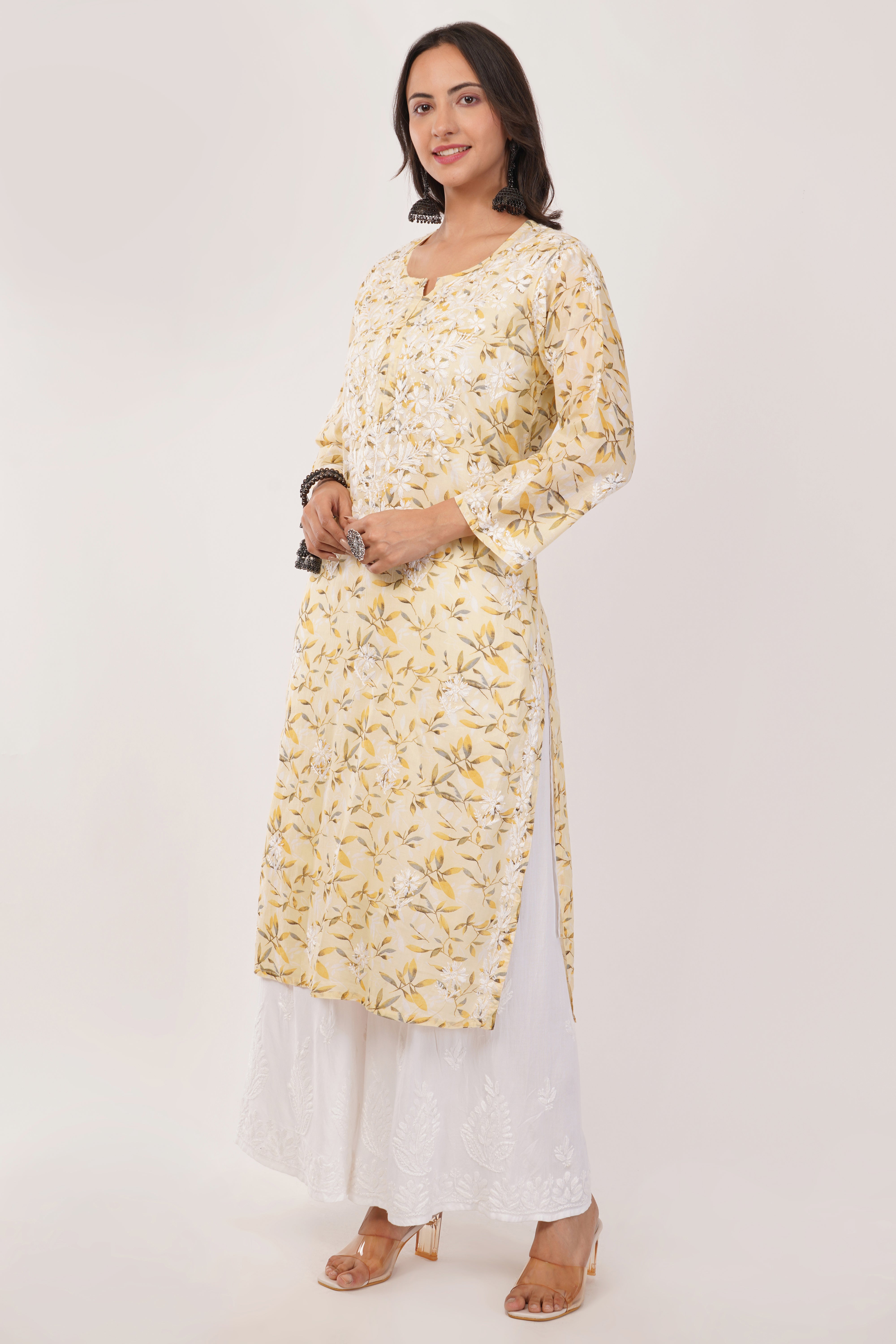 Lime Radiance Mulmul Kurta