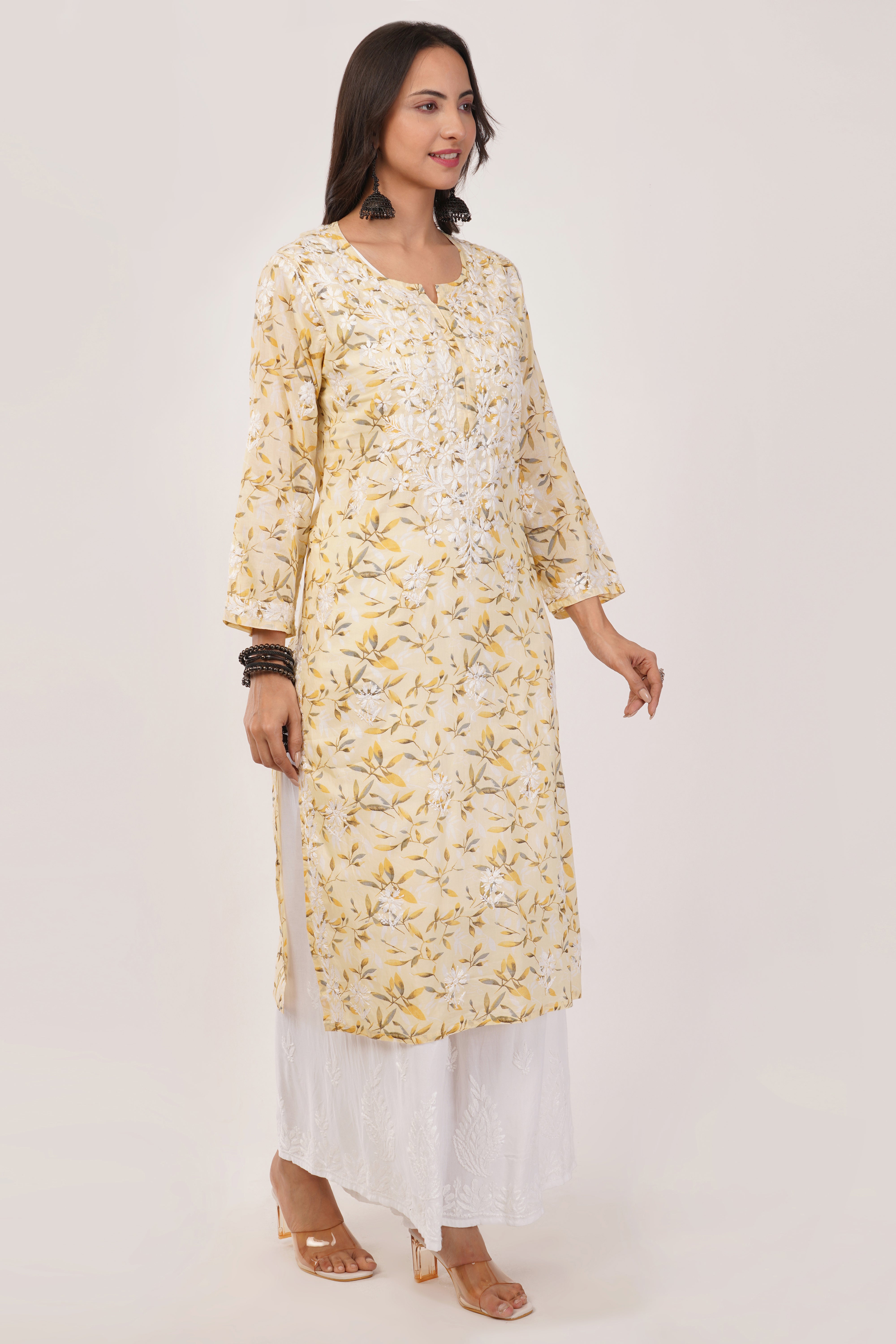 Lime Radiance Mulmul Kurta
