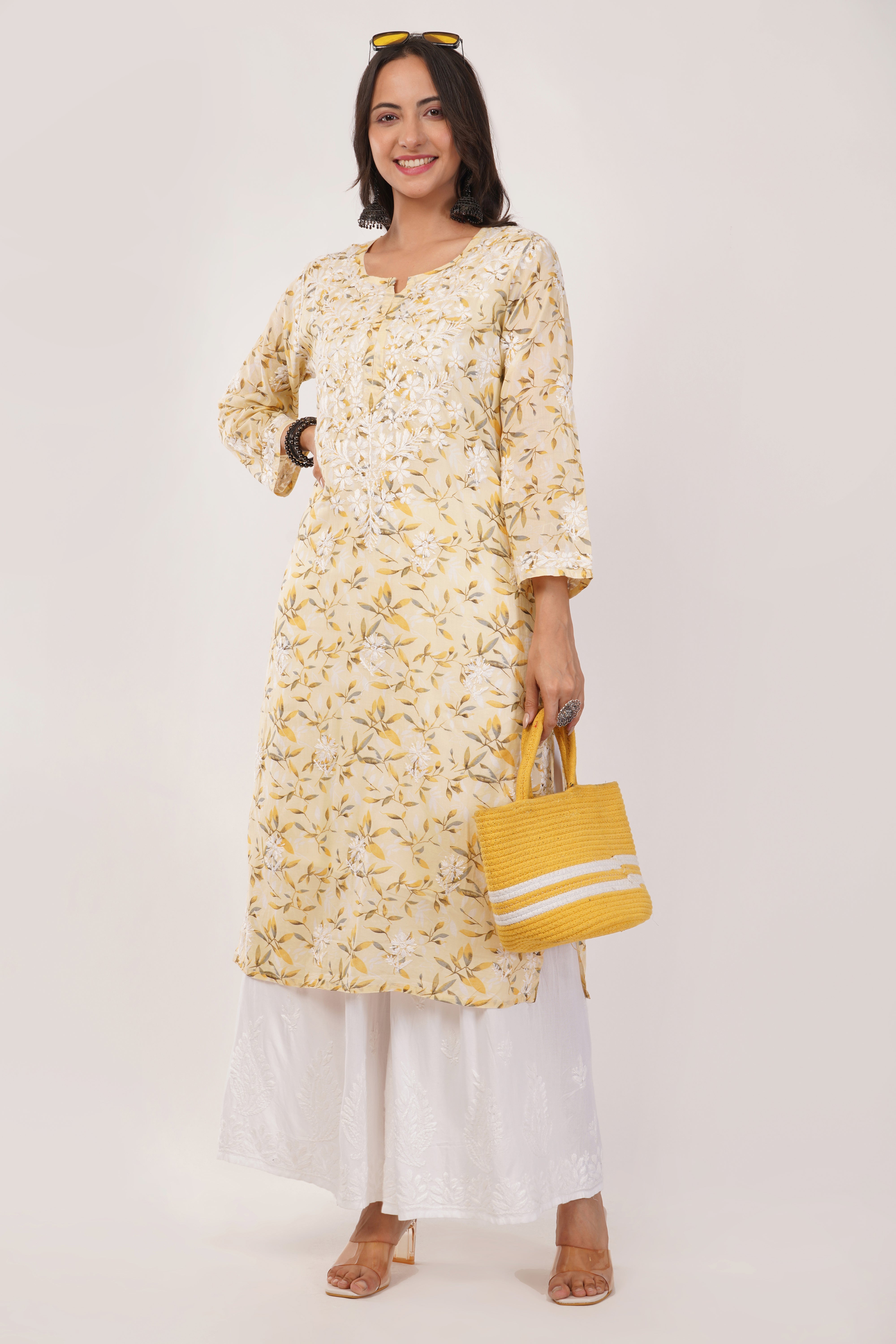 Lime Radiance Mulmul Kurta