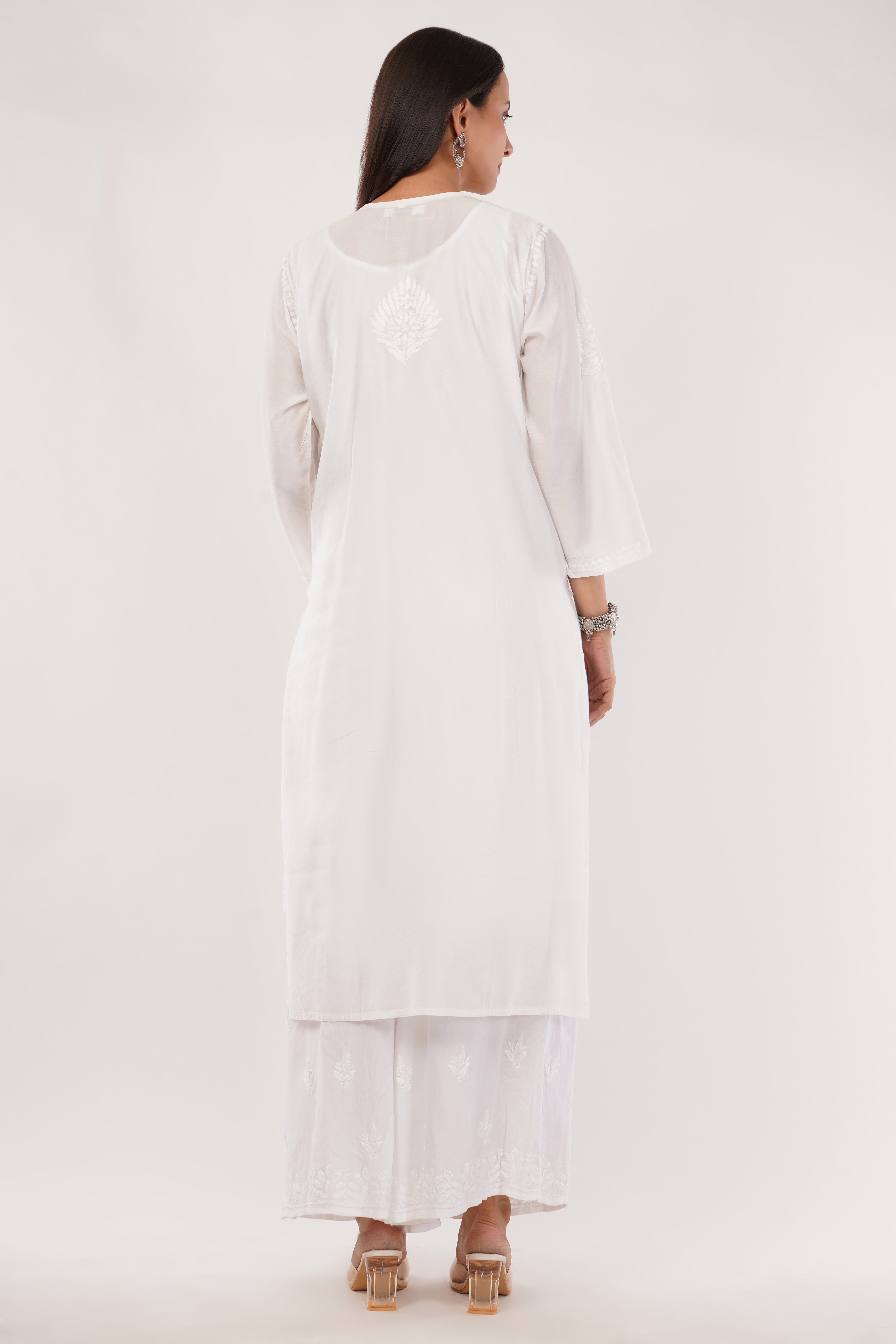 Pure White Mul Chanderi Kurta