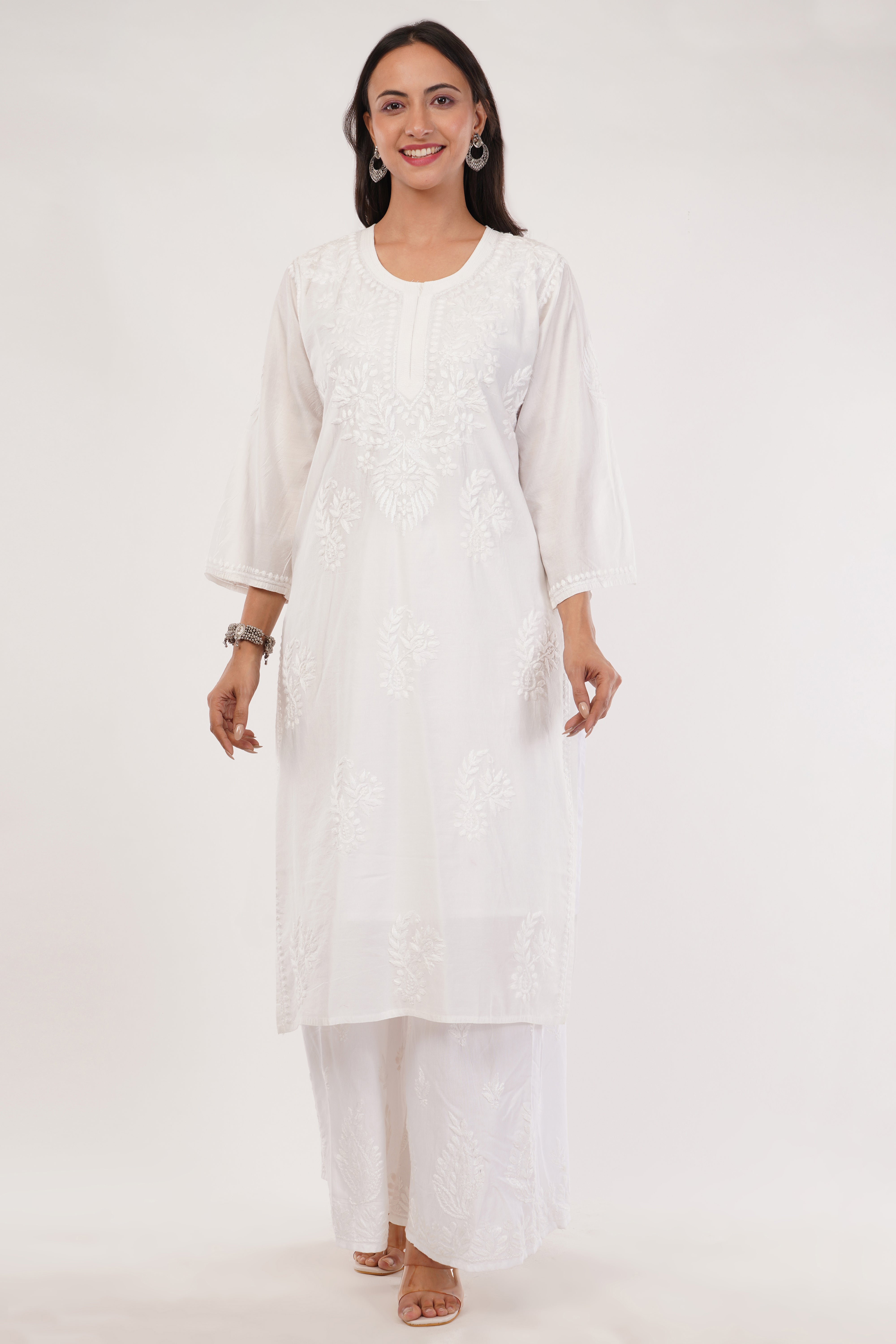 Pure White Mul Chanderi Kurta
