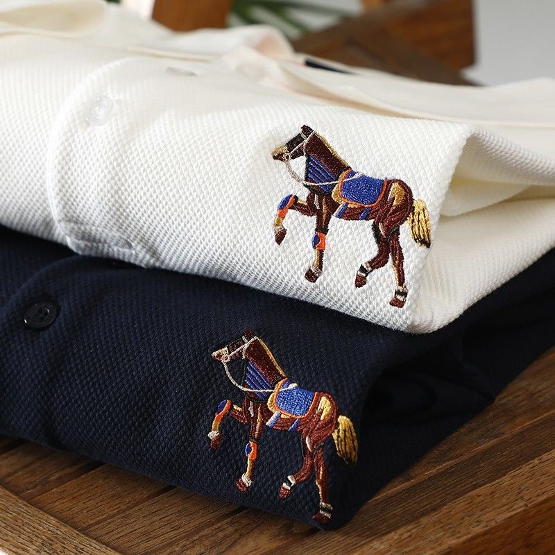 Elegant Horse-Embroidered Polo Shirts