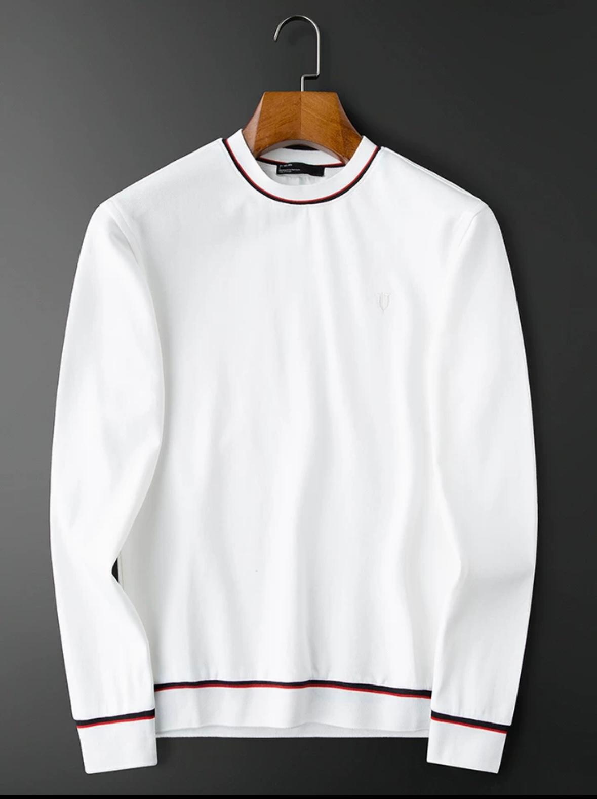 Minimalist Accents Modern  Crew Neck T-Shirt with Contrast Hem and Cuffs