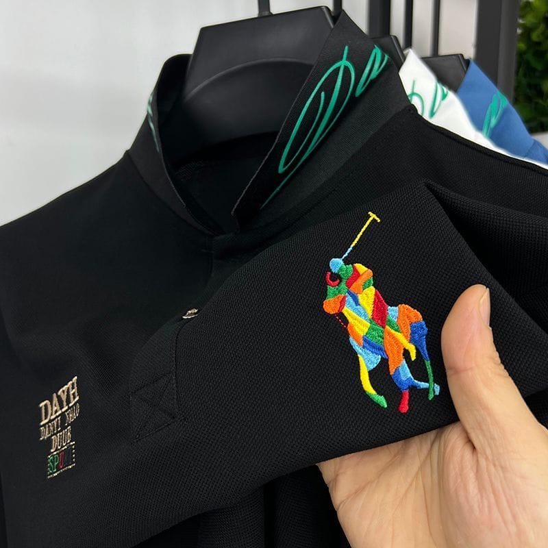 Luxury Embroidered Multicolor Polo Player Logo T-Shirt