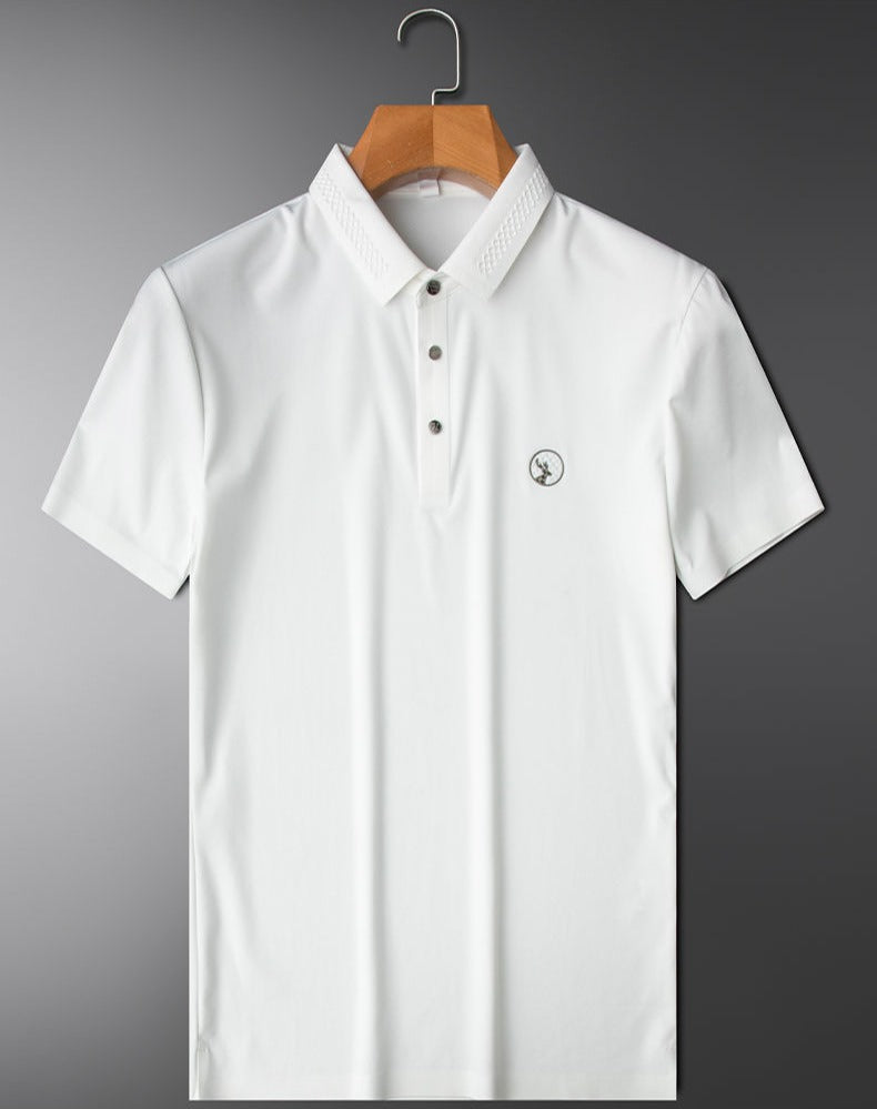 Men’s Luxury Polo T-Shirt  With Embroidered Logo & Textured Collar
