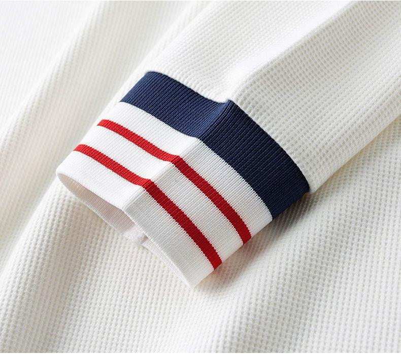 Men’s Piqué Knit Polo T-Shirt with Navy & Red Stripe Accents